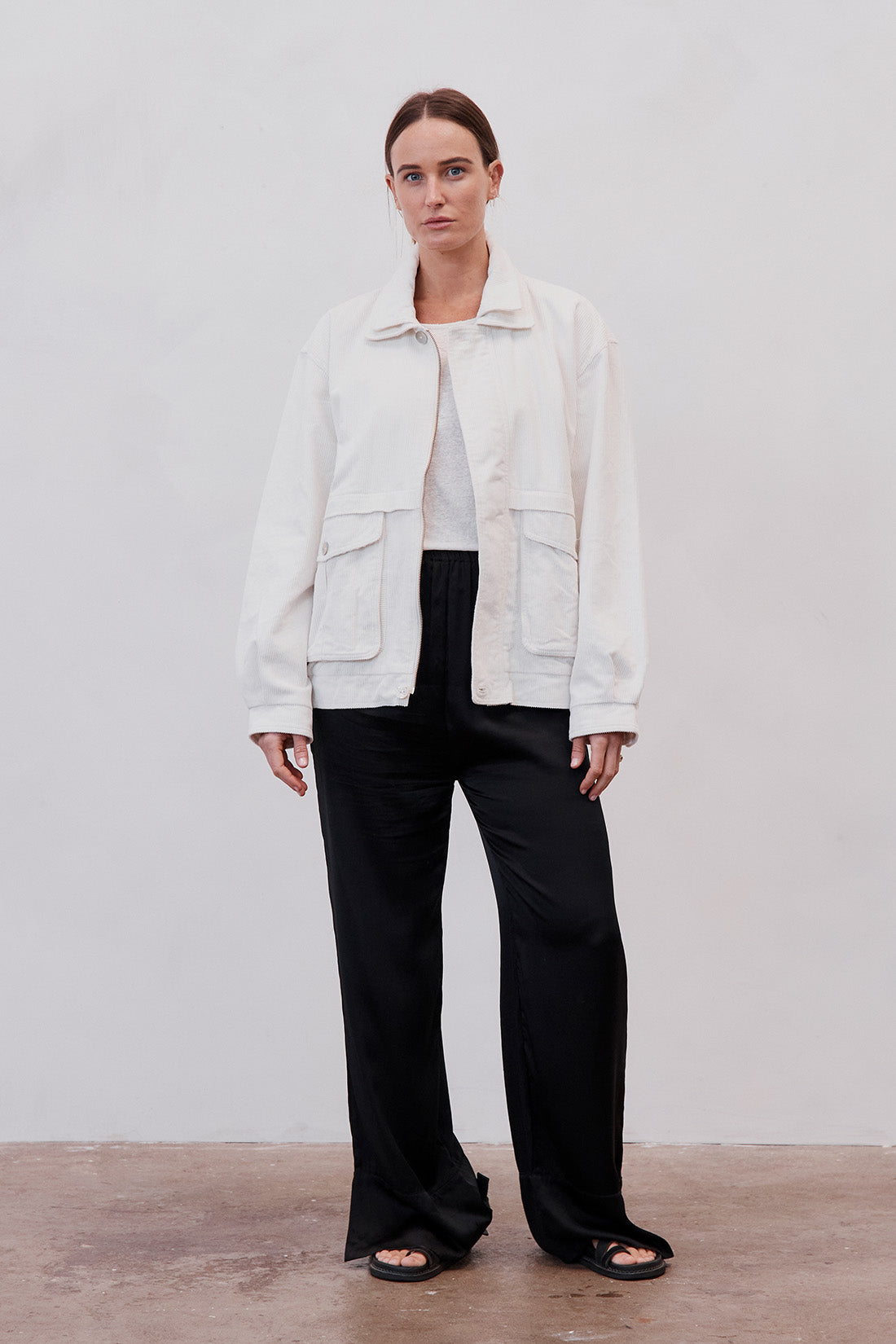 Alfred Corduroy Bomber Jacket Ivory