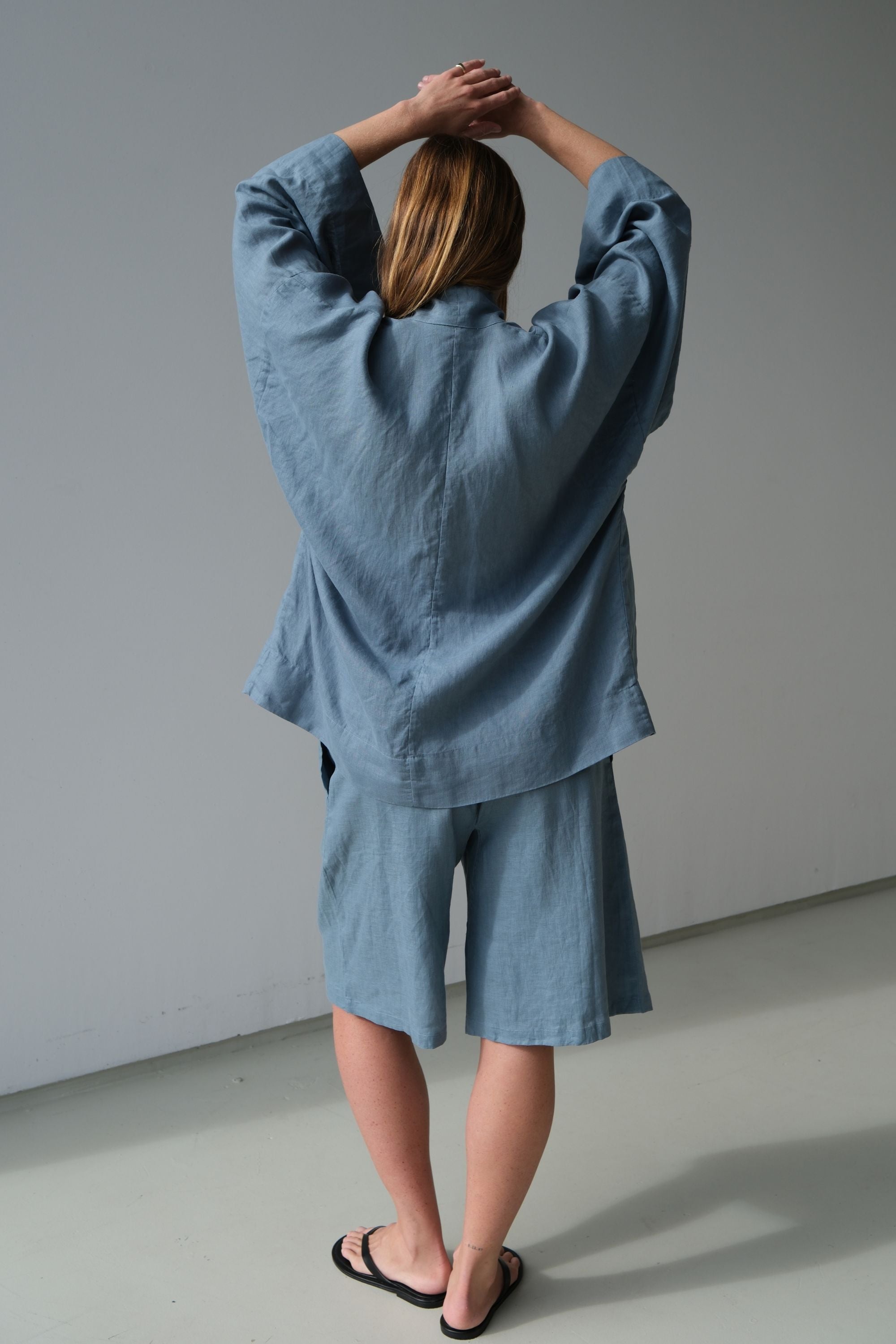 Koko Linen Short Steel Blue