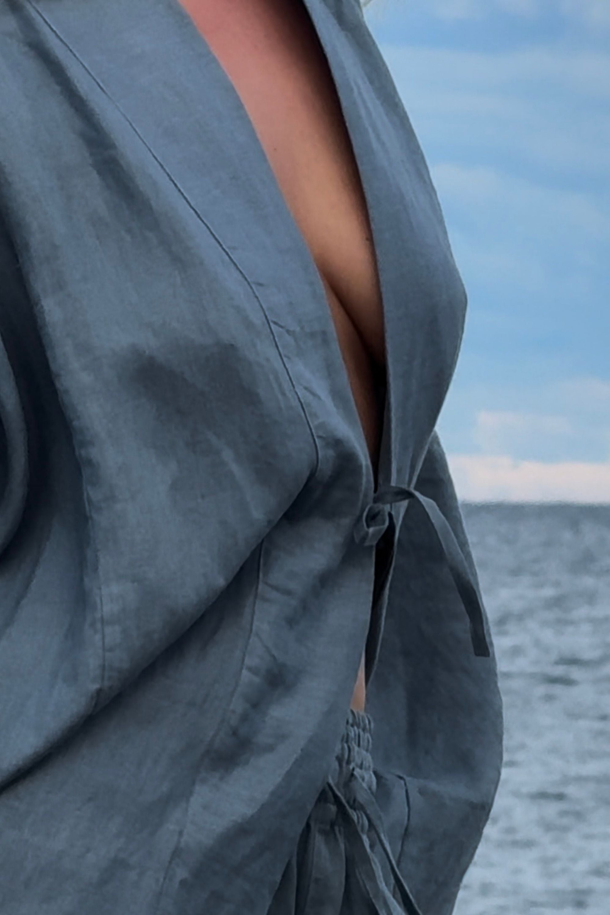 Anya Linen Kimono Steel Blue