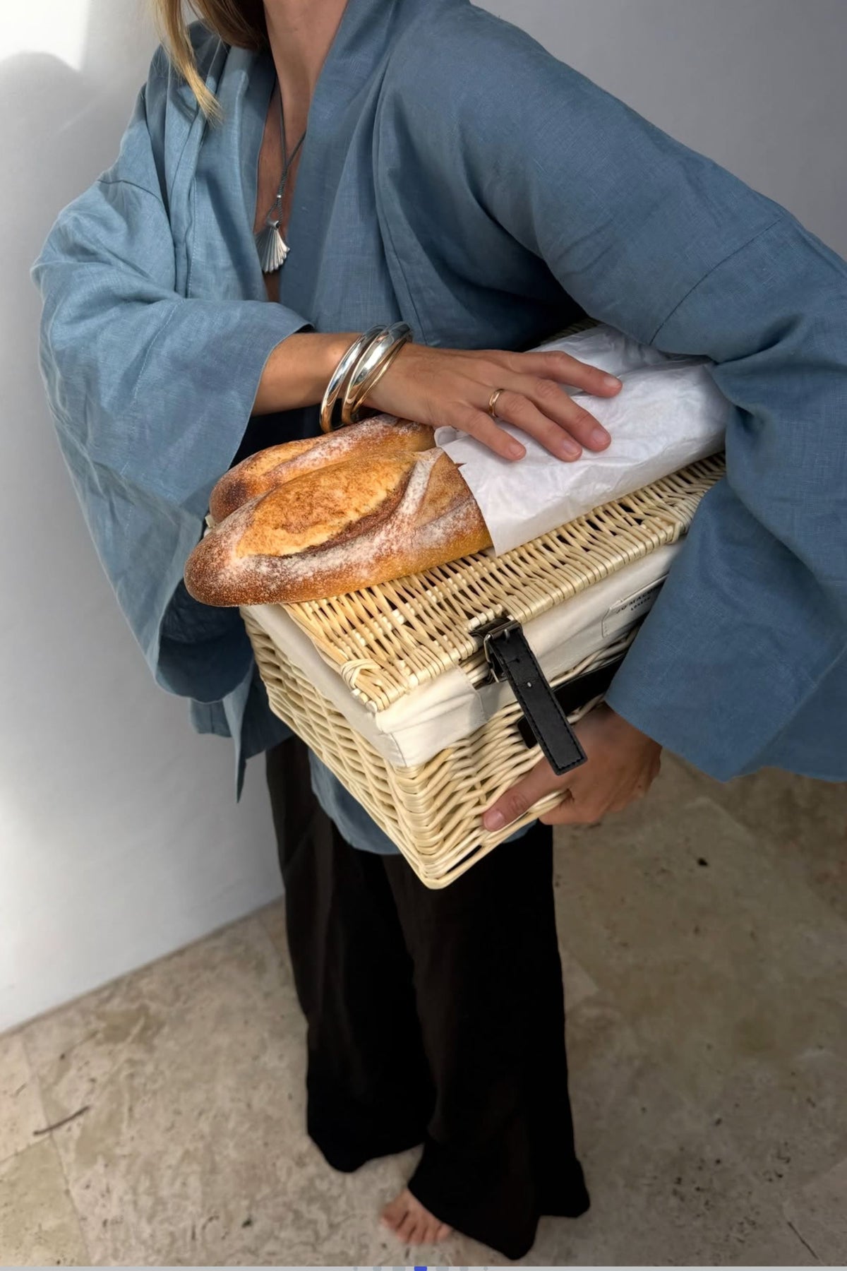 Anya Linen Kimono Steel Blue