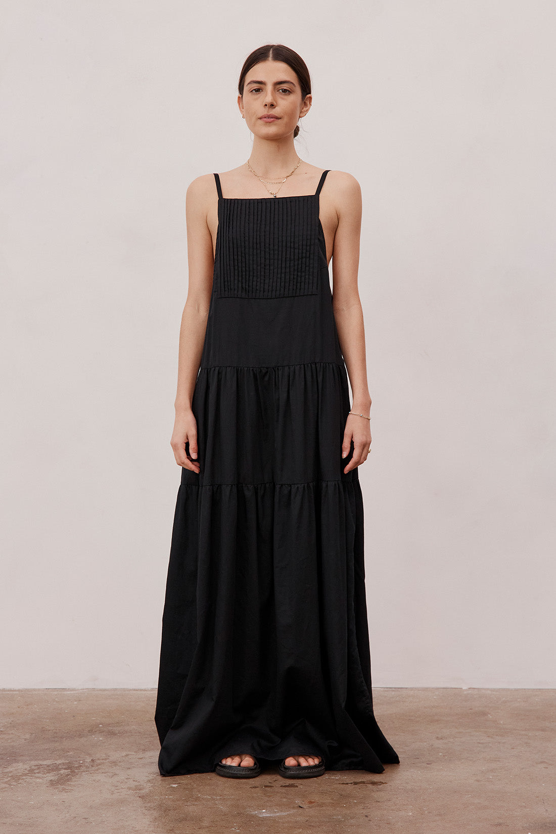 Austen Pleated Maxi Dress Black