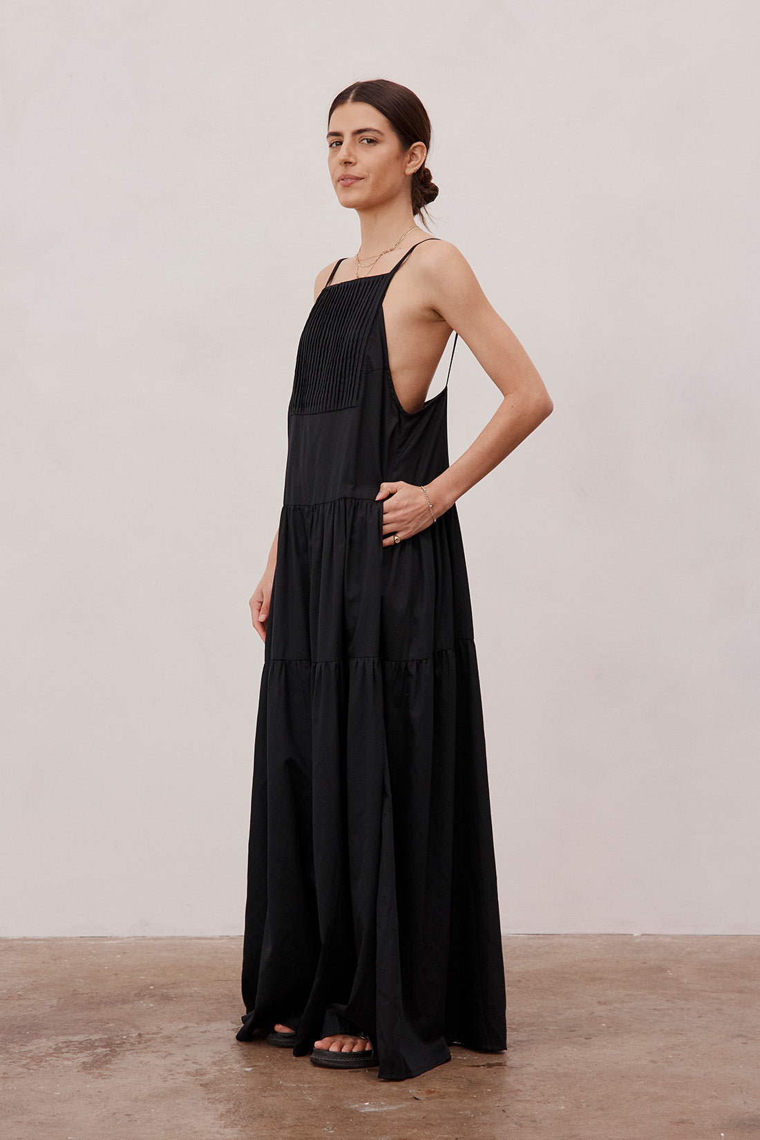 Austen Pleated Maxi Dress Black