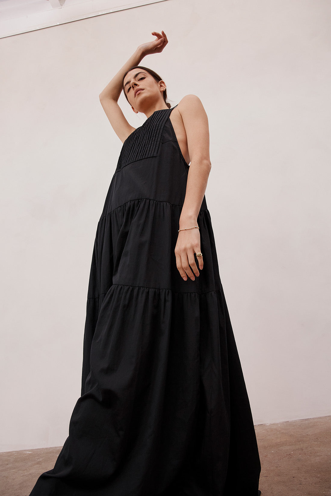 Austen Pleated Maxi Dress Black