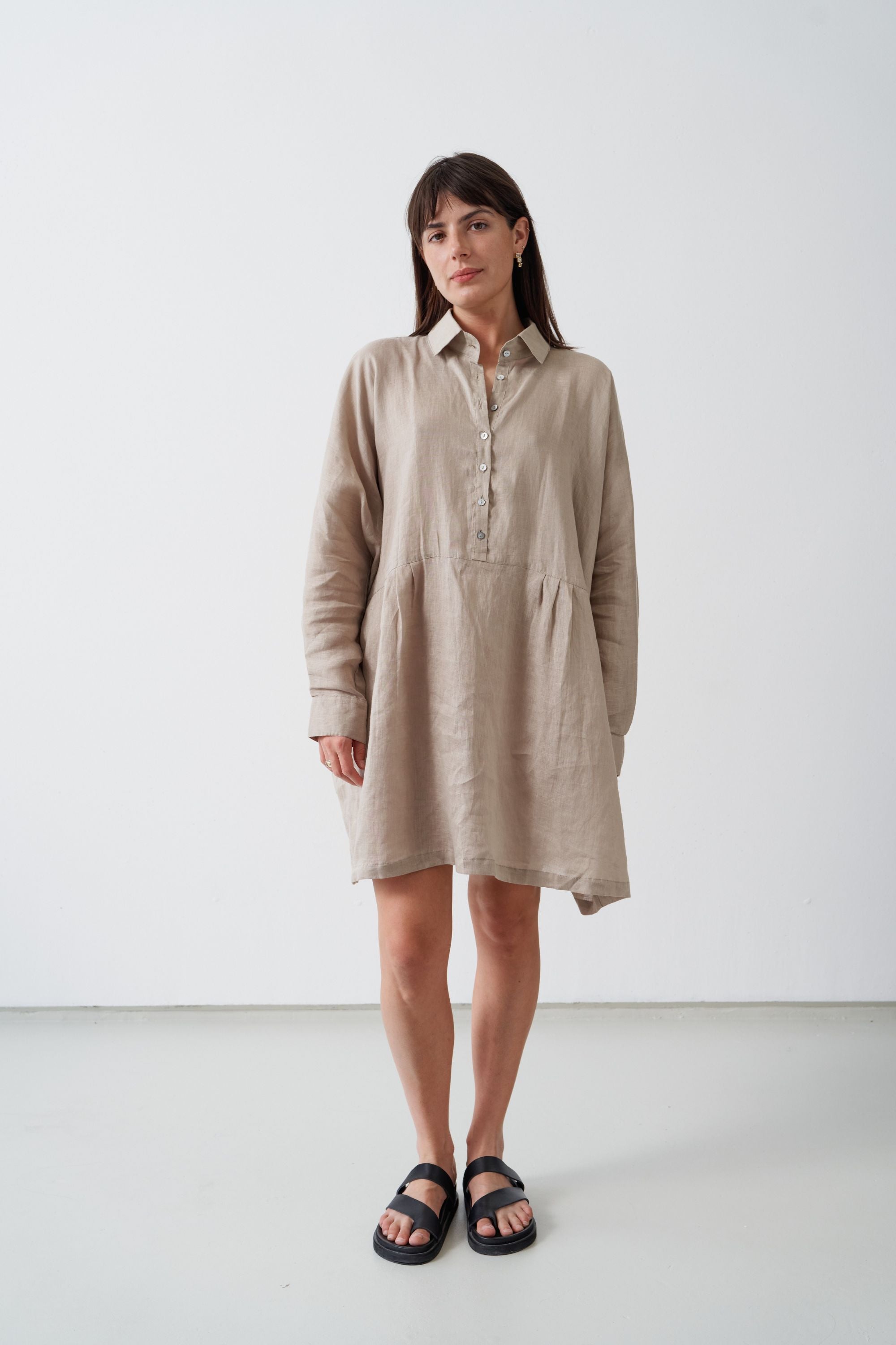 Byron Oversized Shirt Dress Ice Coffee