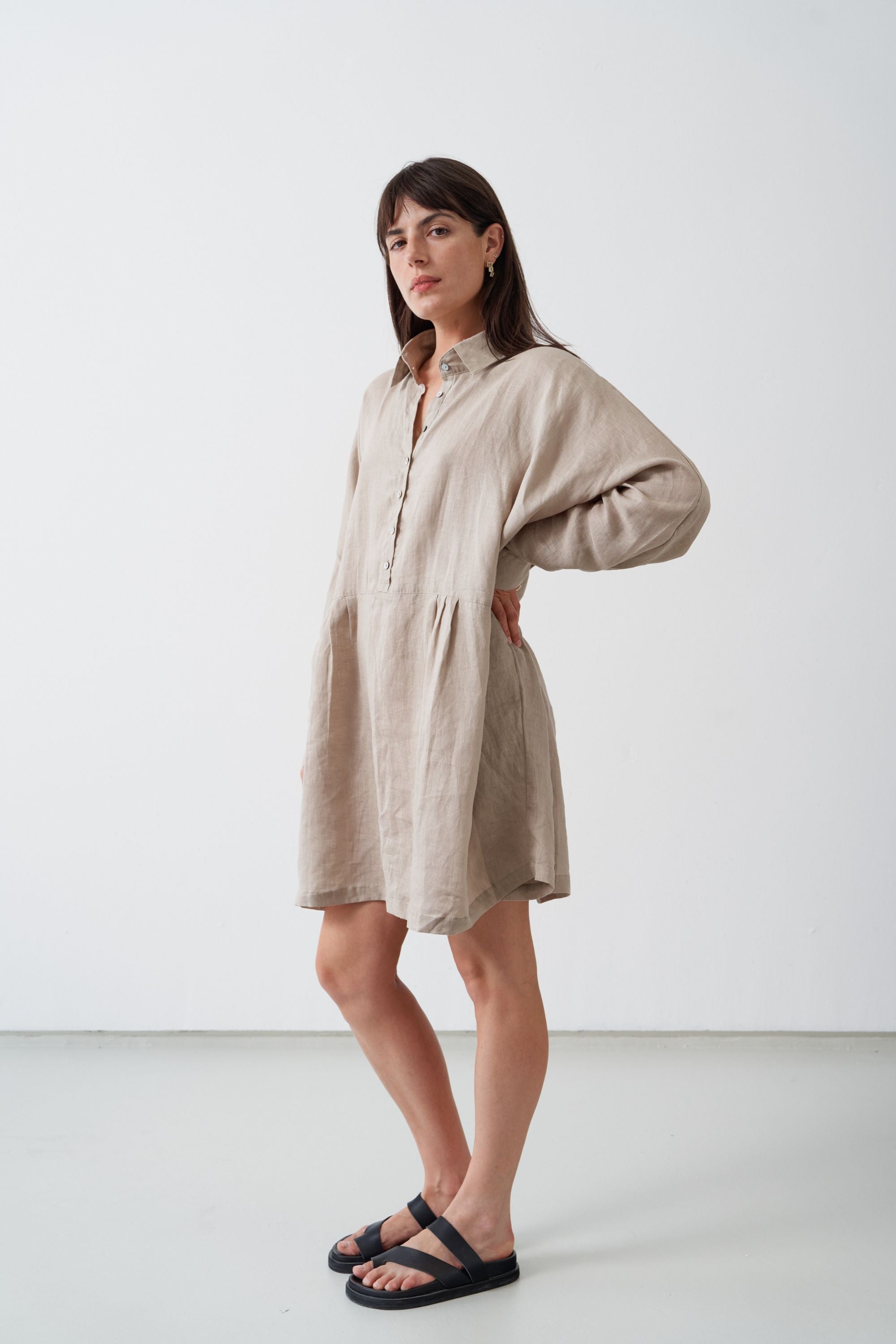 Byron Oversized Shirt Dress Ice Coffee