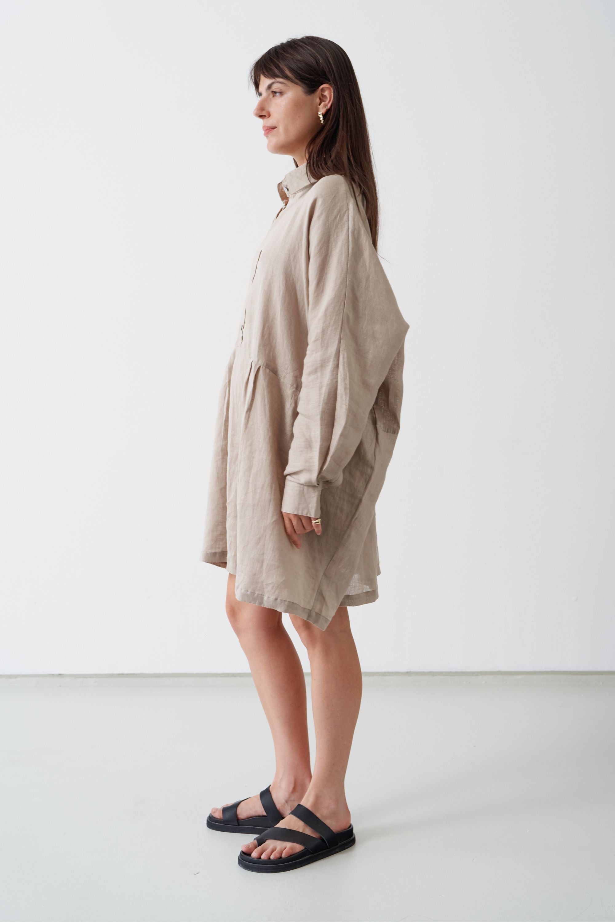 Byron Oversized Shirt Dress Ice Coffee
