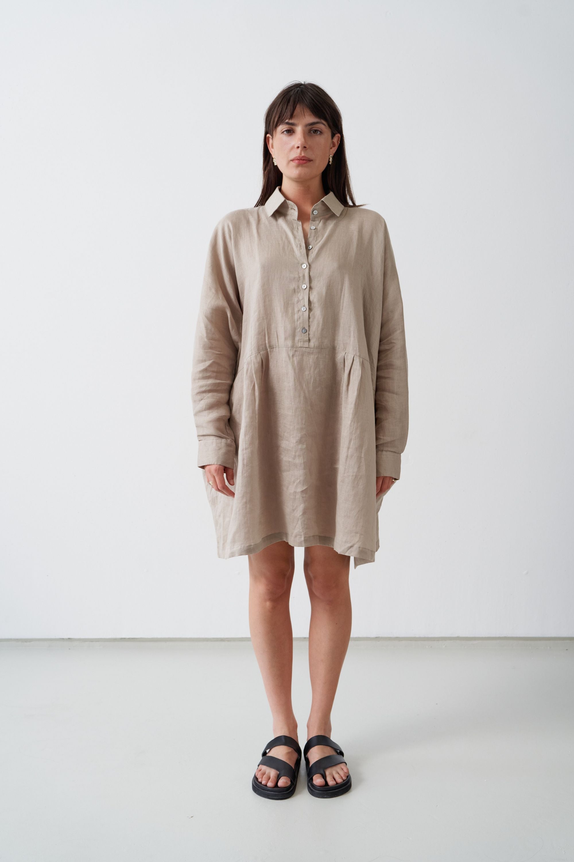 Byron Oversized Shirt Dress Ice Coffee