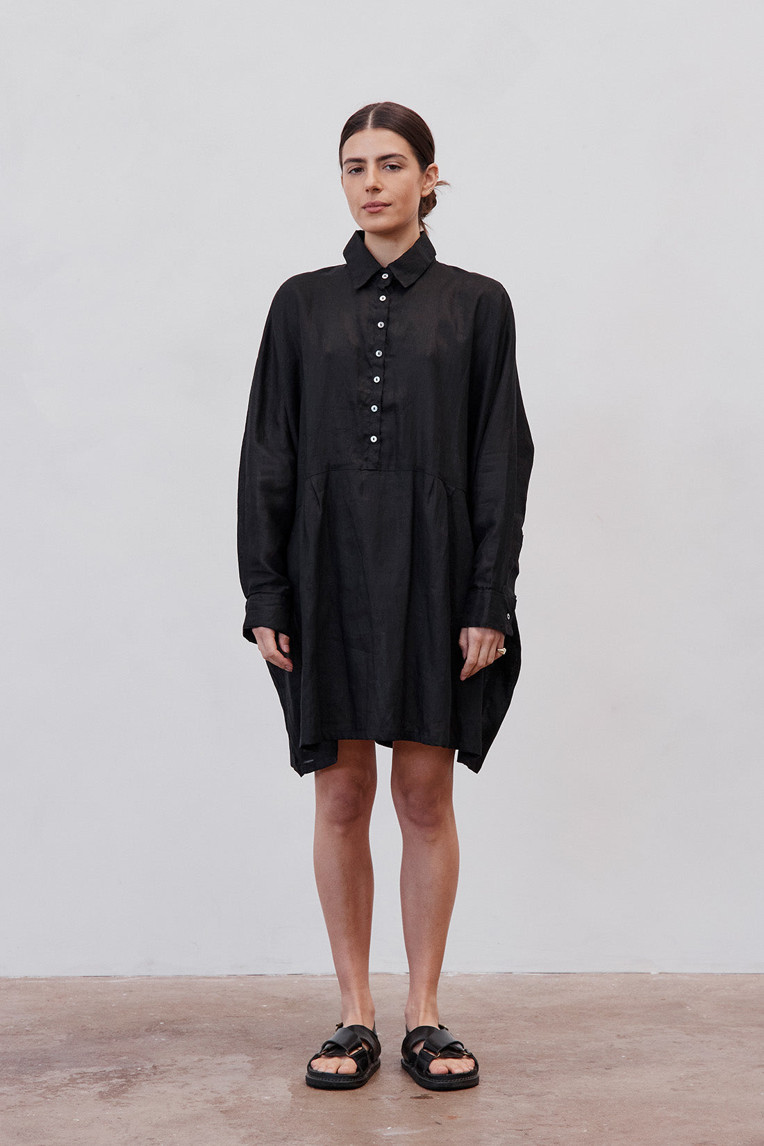 Byron Oversized Shirt Dress Black