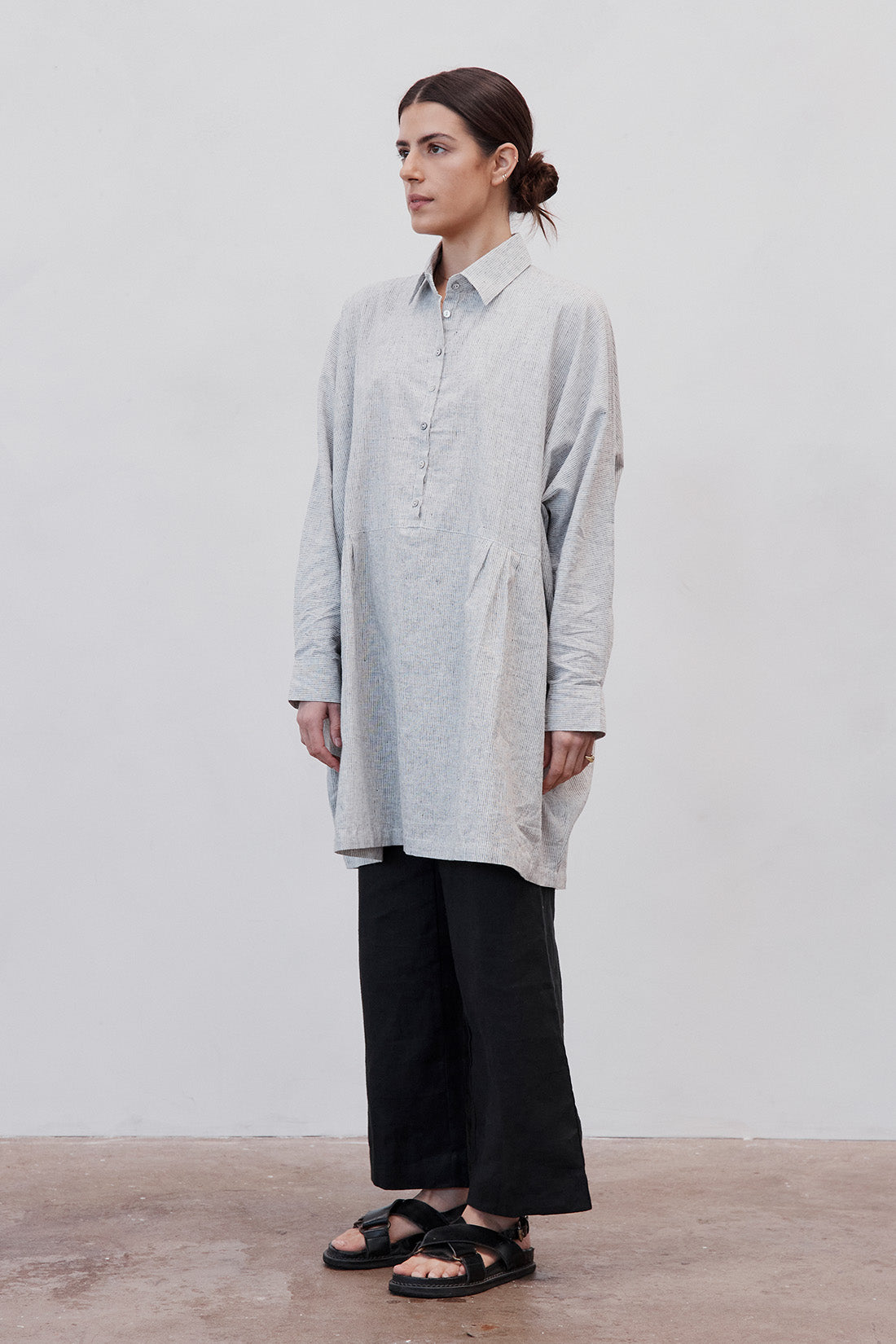 Byron Oversized Shirt Dress Grey Stripe