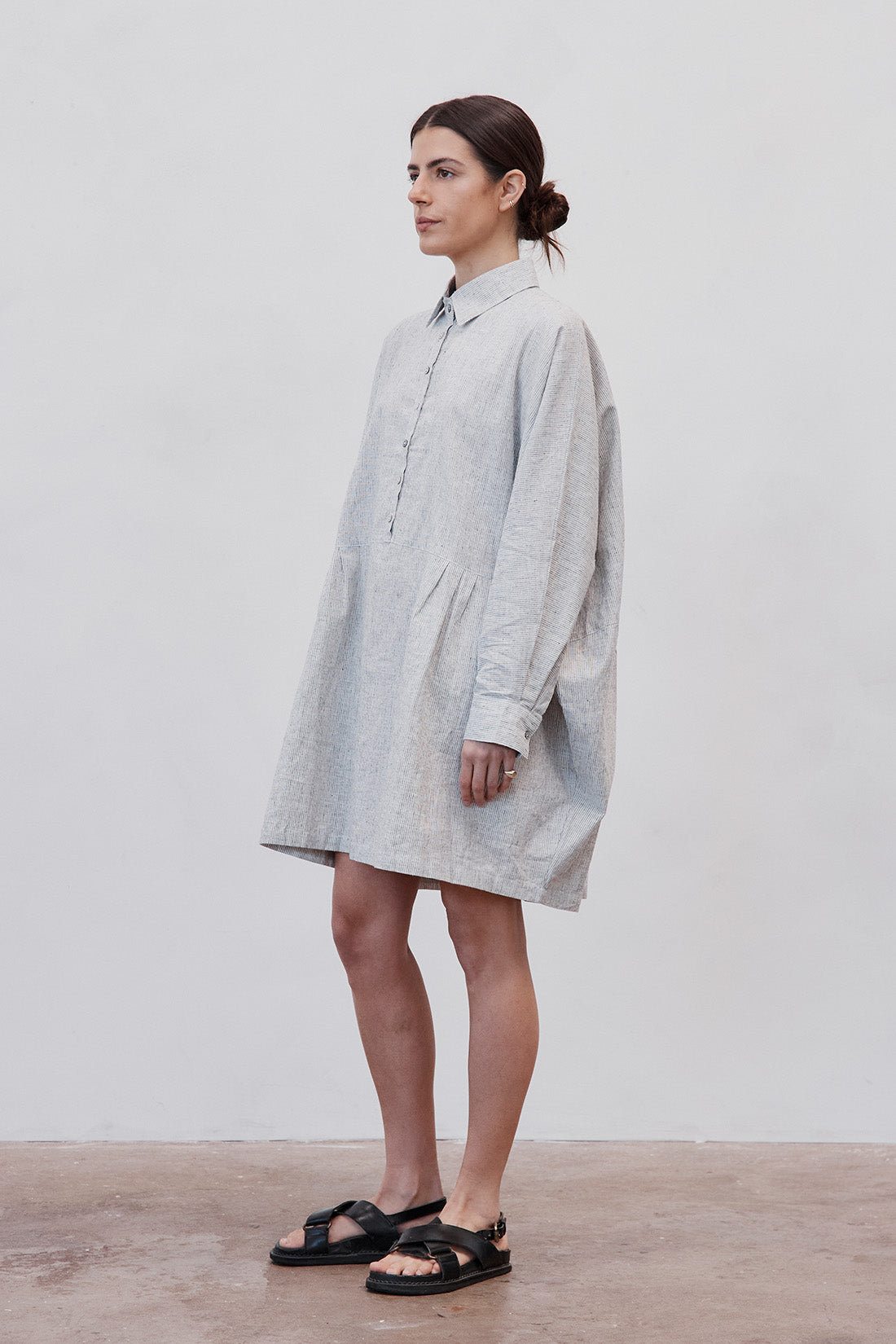 Byron Oversized Shirt Dress Grey Stripe