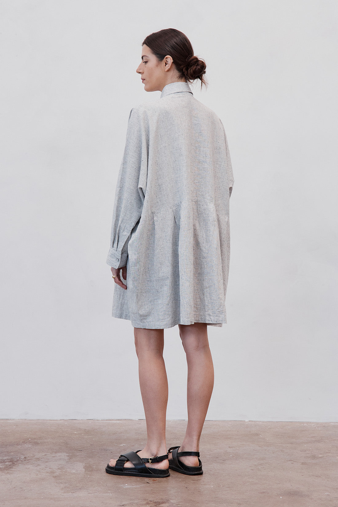 Byron Oversized Shirt Dress Grey Stripe