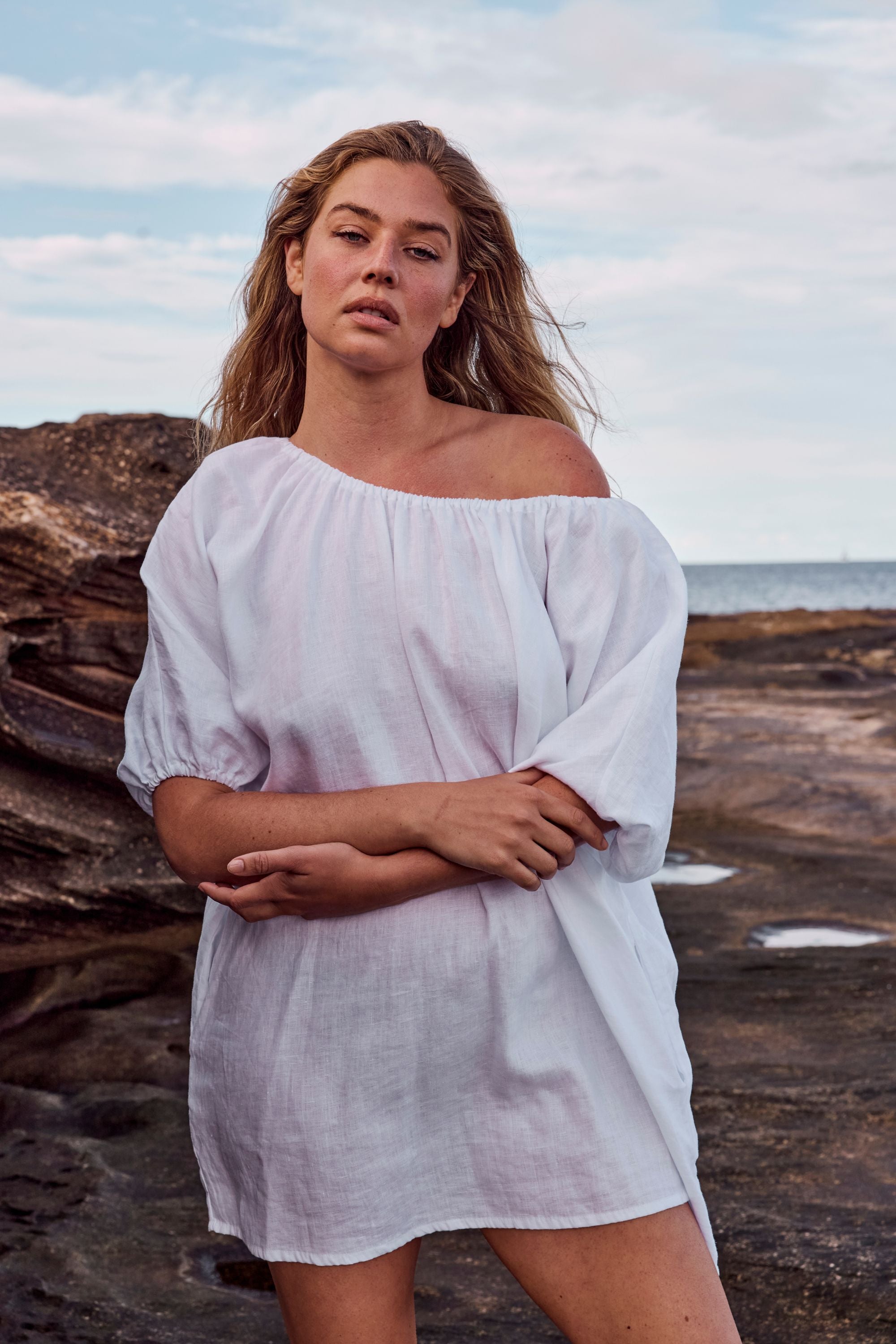 Daisy Linen Mini Dress White