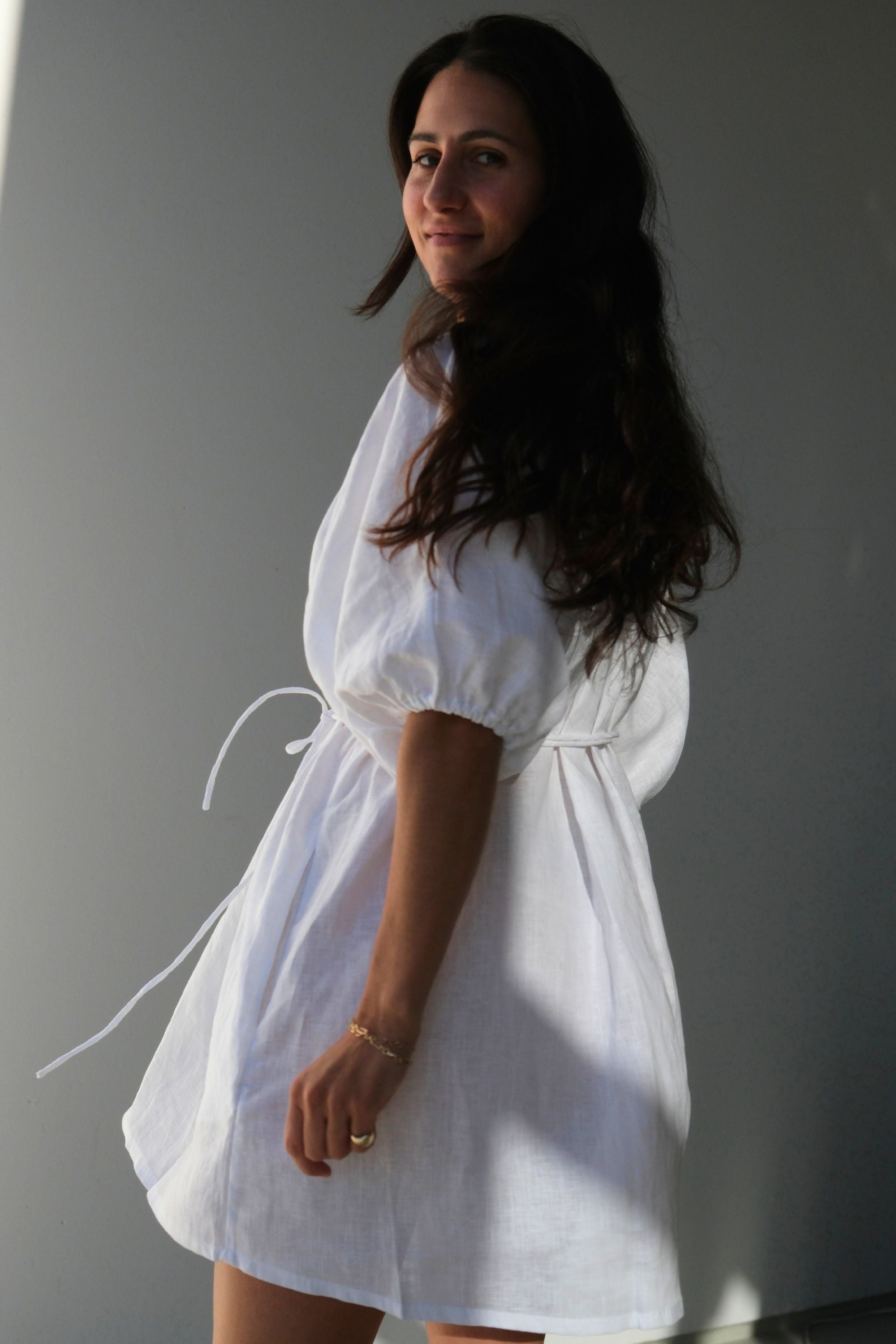 Daisy Linen Mini Dress White