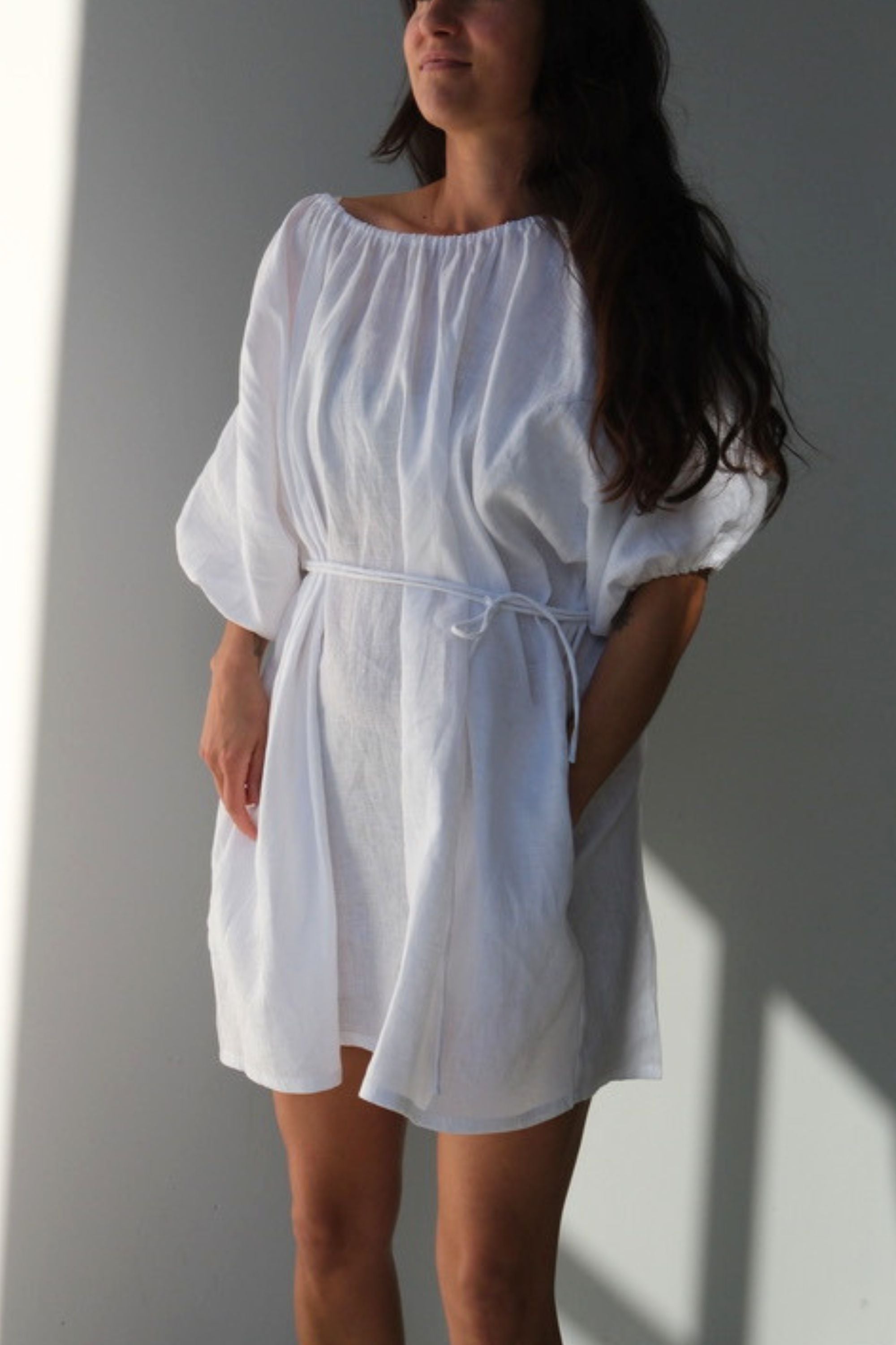 Daisy Linen Mini Dress White