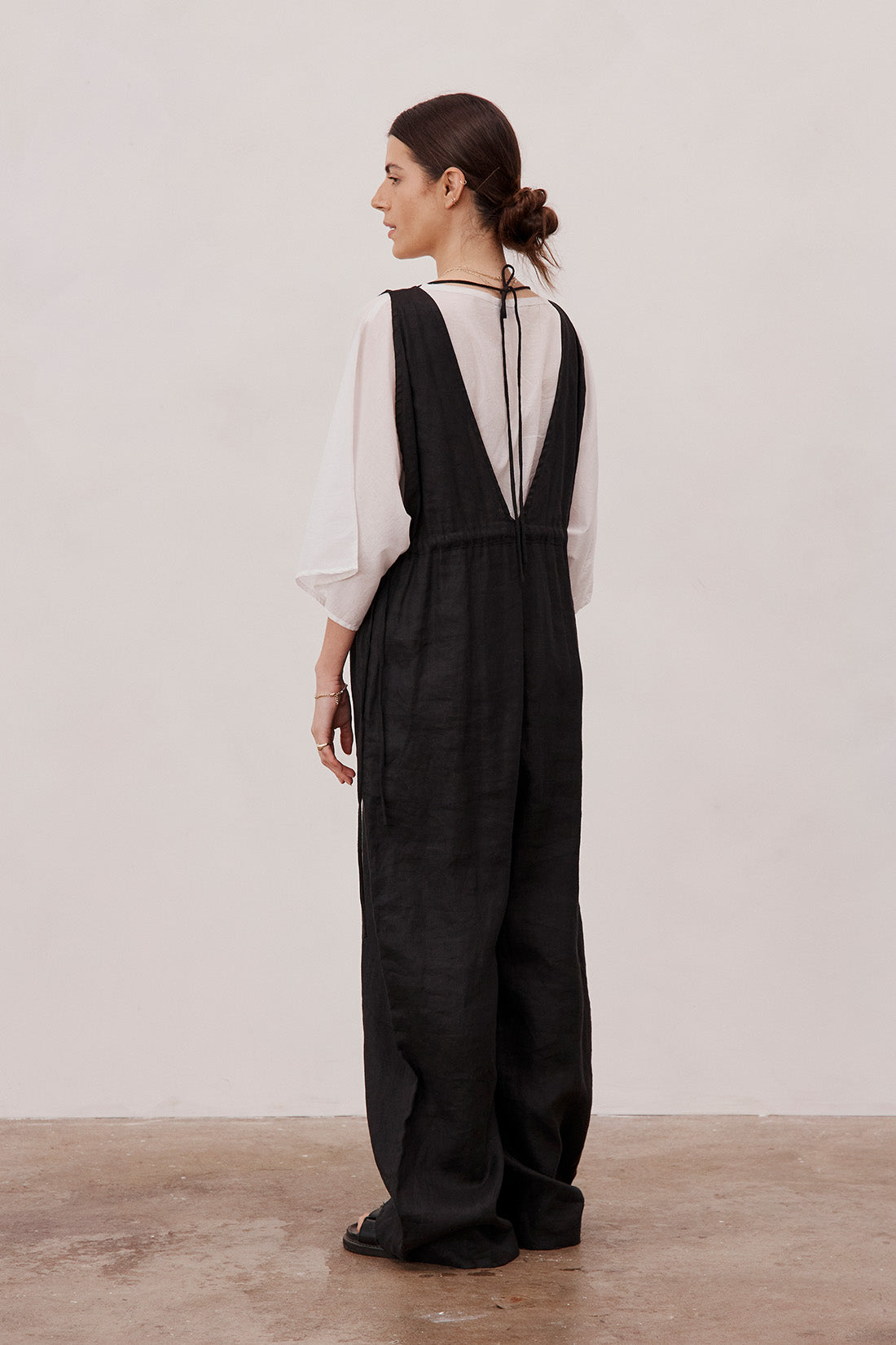 Emma Linen Jumpsuit Black