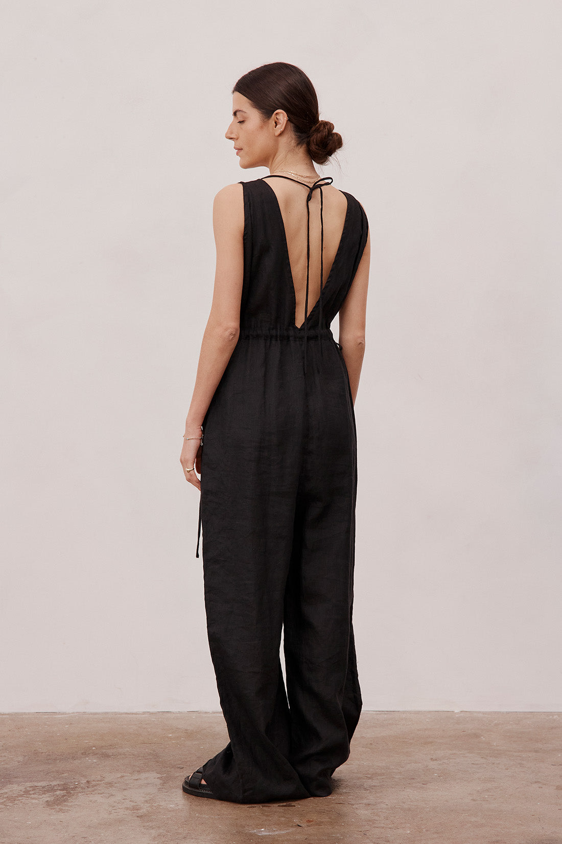 Emma Linen Jumpsuit Black