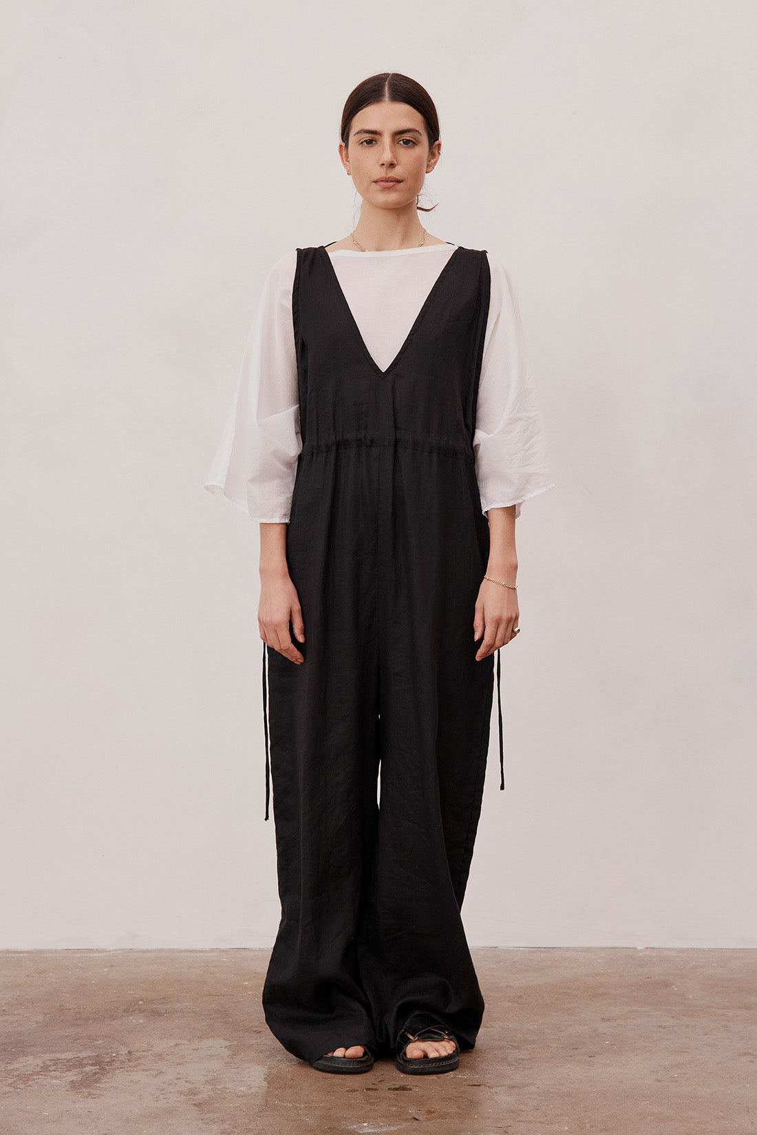 Emma Linen Jumpsuit Black