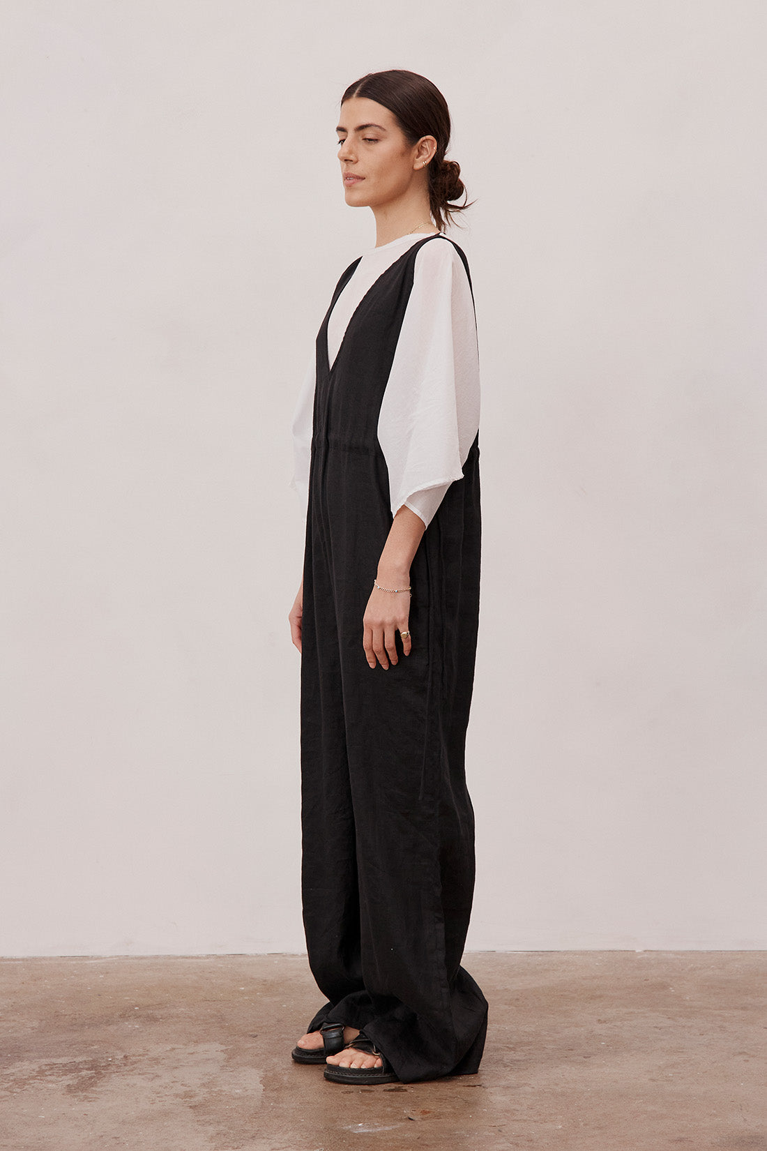 Emma Linen Jumpsuit Black