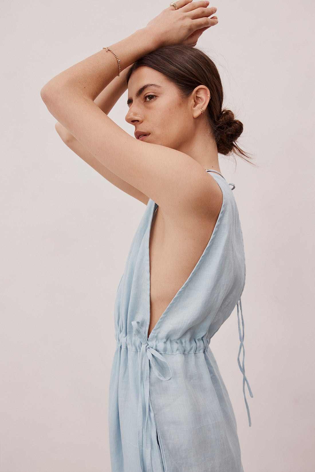 Emma Linen Jumpsuit Sky Blue