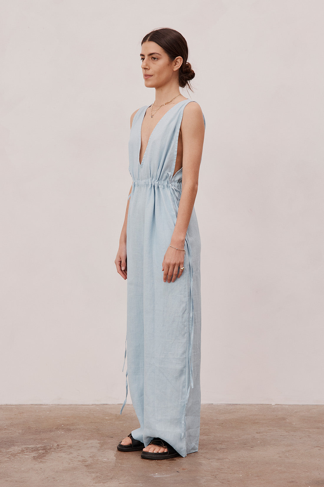 Emma Linen Jumpsuit Sky Blue