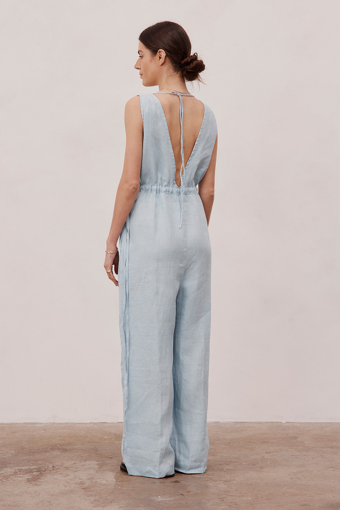 Emma Linen Jumpsuit Sky Blue