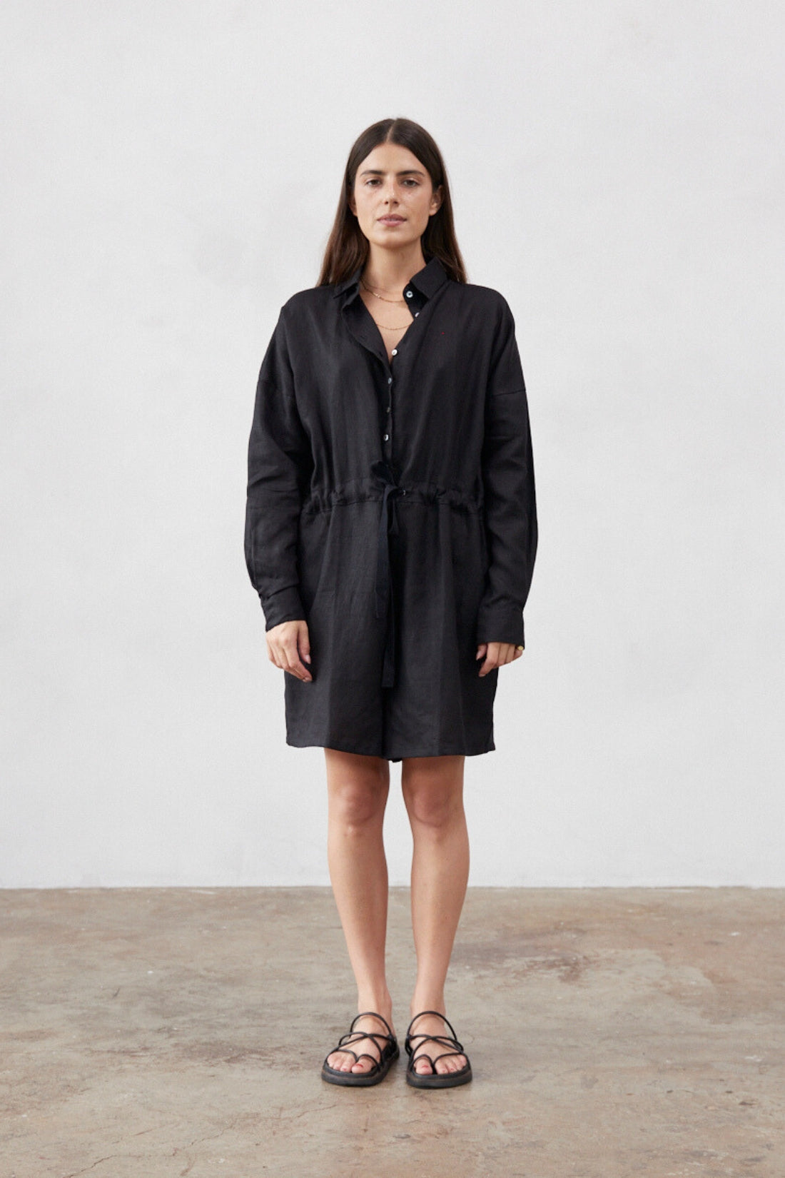 Ewa Linen Boilersuit Black