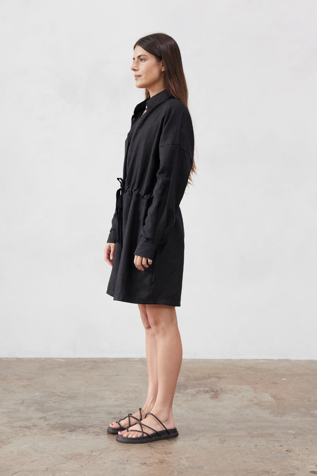 Ewa Linen Boilersuit Black