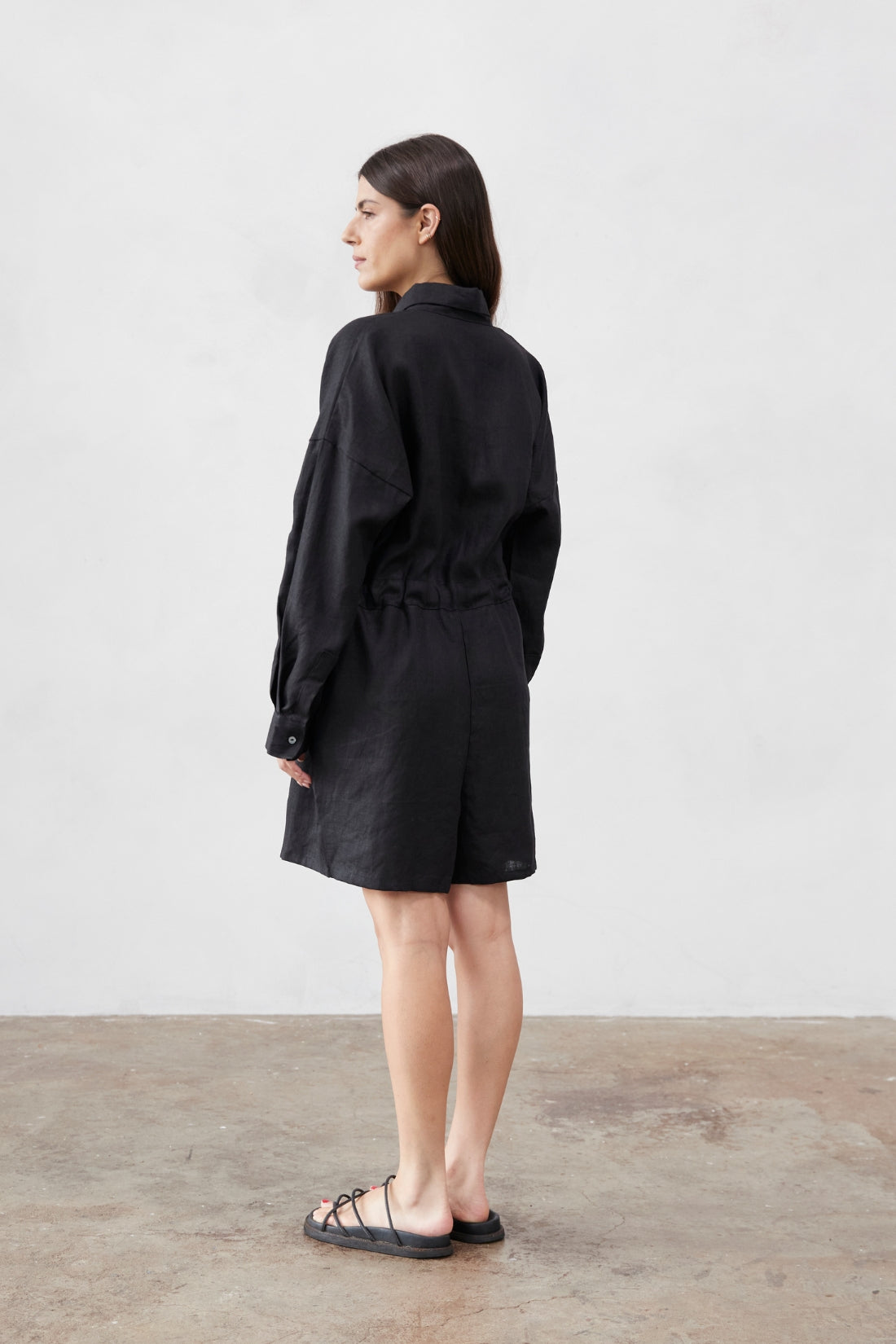 Ewa Linen Boilersuit Black