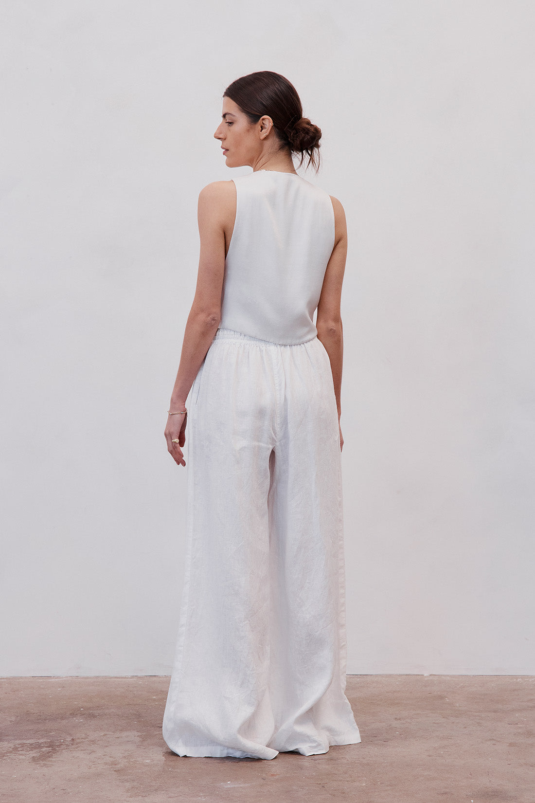 Gladys Tailored Linen & Silk Vest White