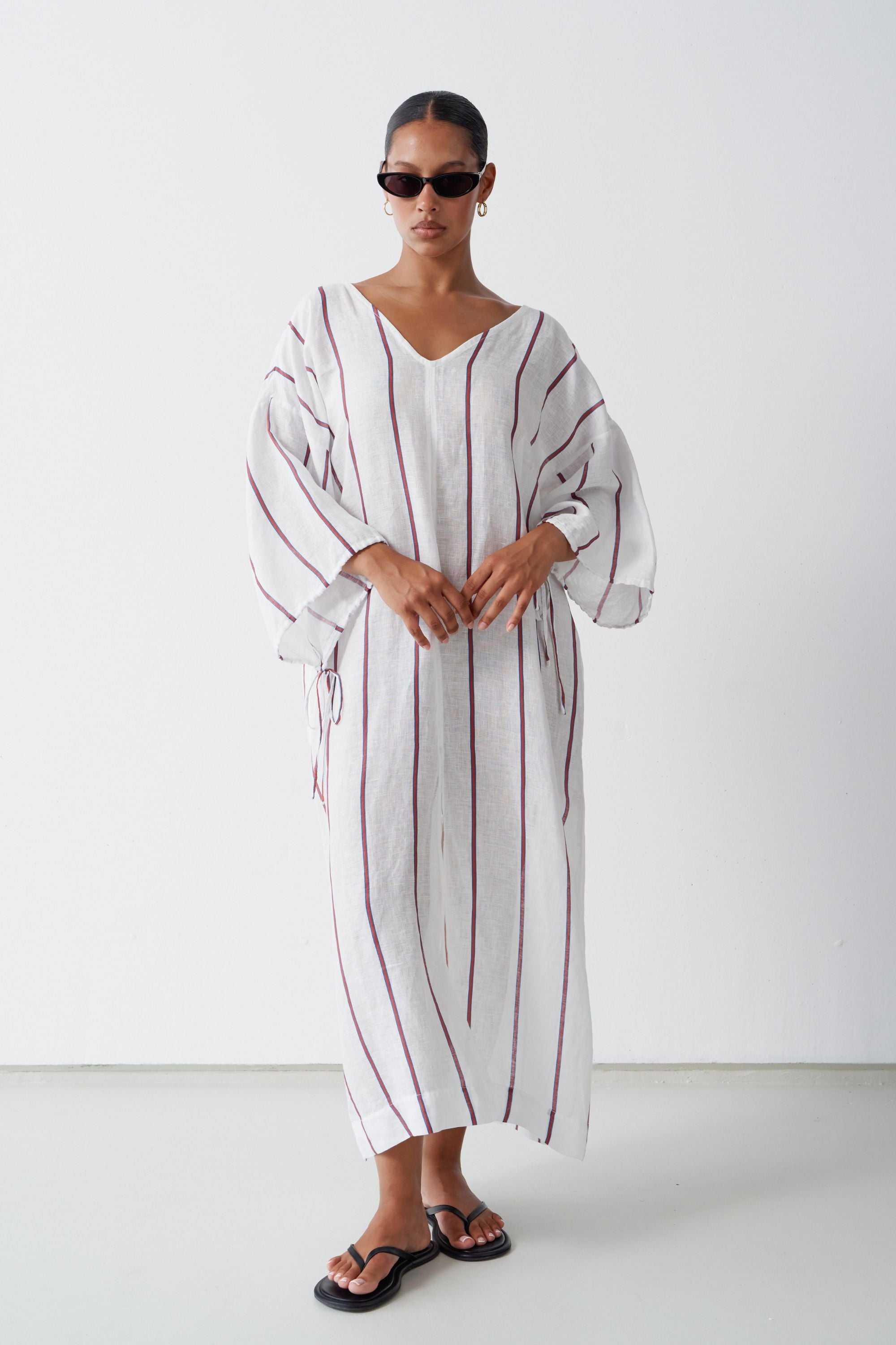 Ibiza Linen Kaftan Marine Stripe