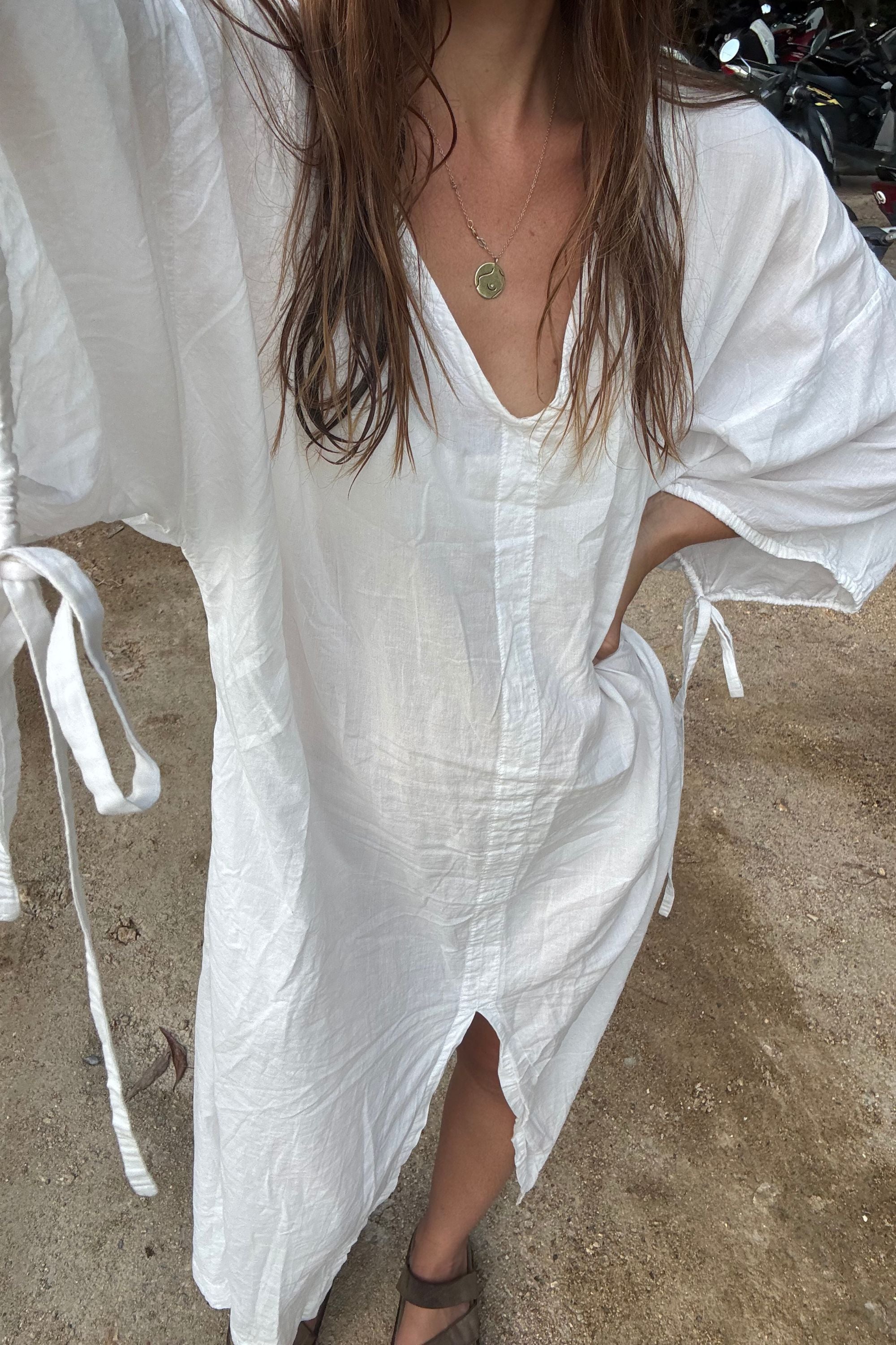 Ibiza Organic Cotton Kaftan White