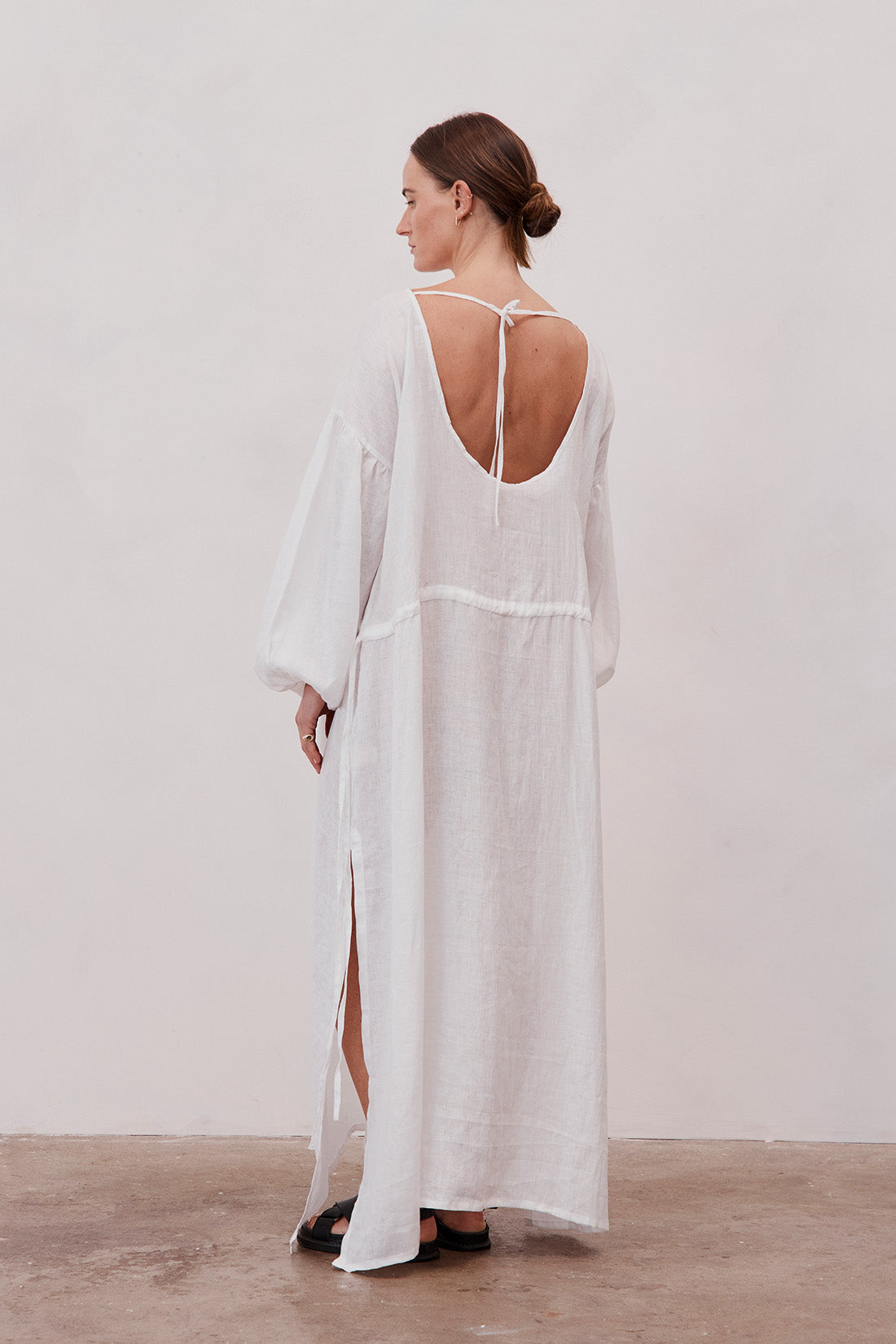 Kaspara Billowed Sleeve Maxi Dress White