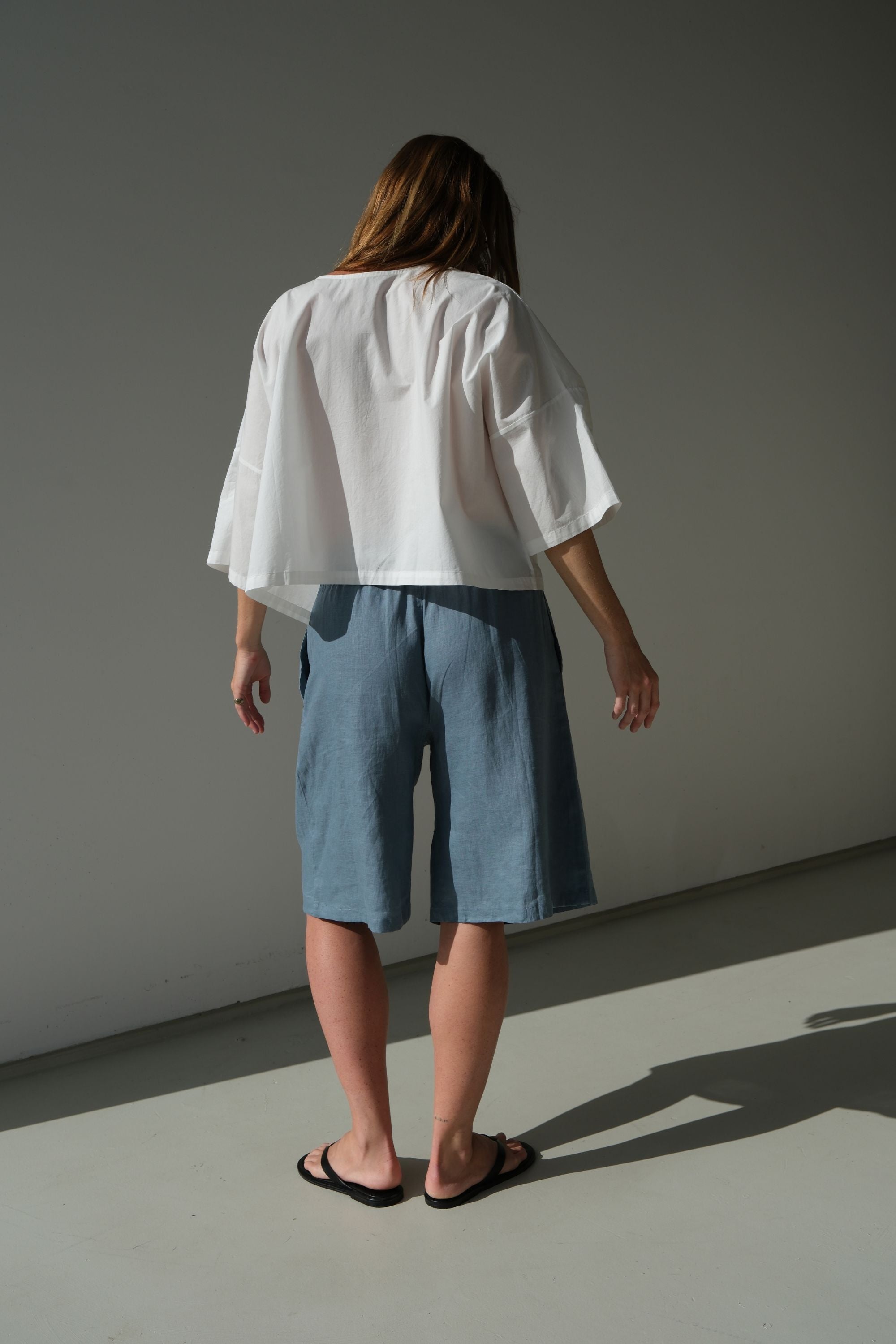 Koko Linen Short Steel Blue