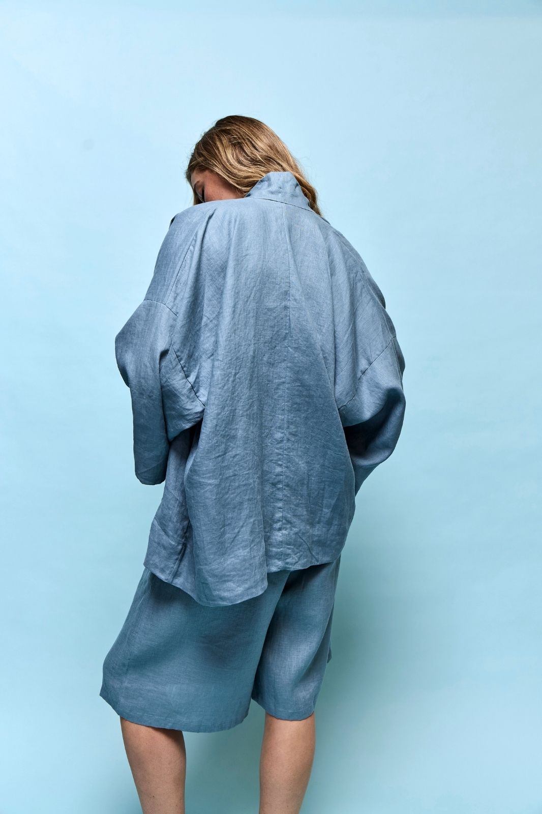 Koko Linen Short Steel Blue