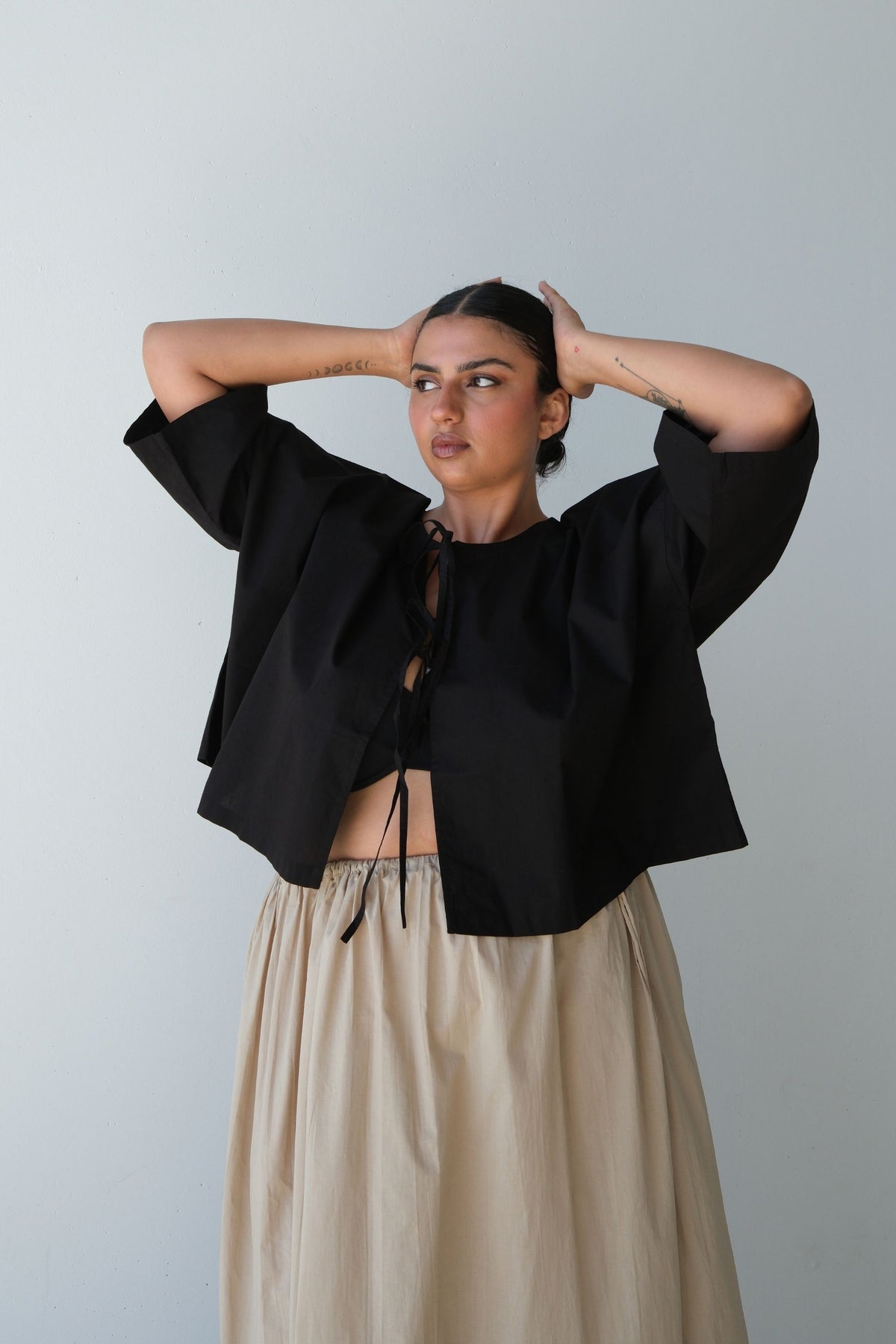 Lulu Organic Cotton Tie Tee Black