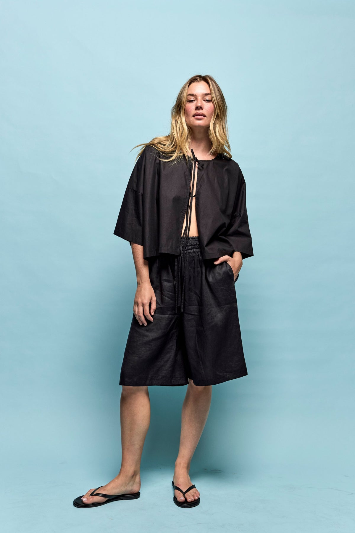 Lulu Organic Cotton Tie Tee Black