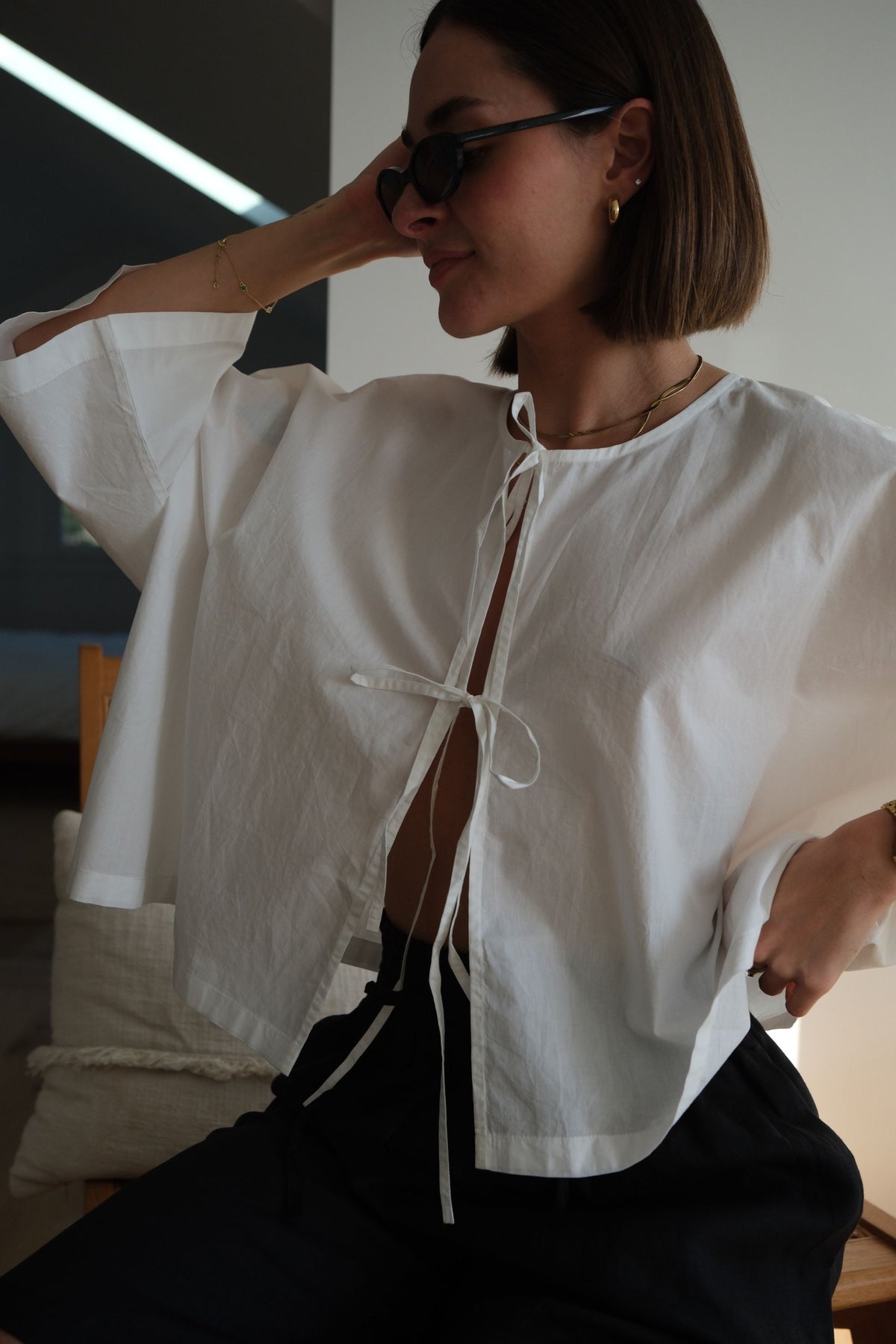 Lulu Organic Cotton Tie Tee White