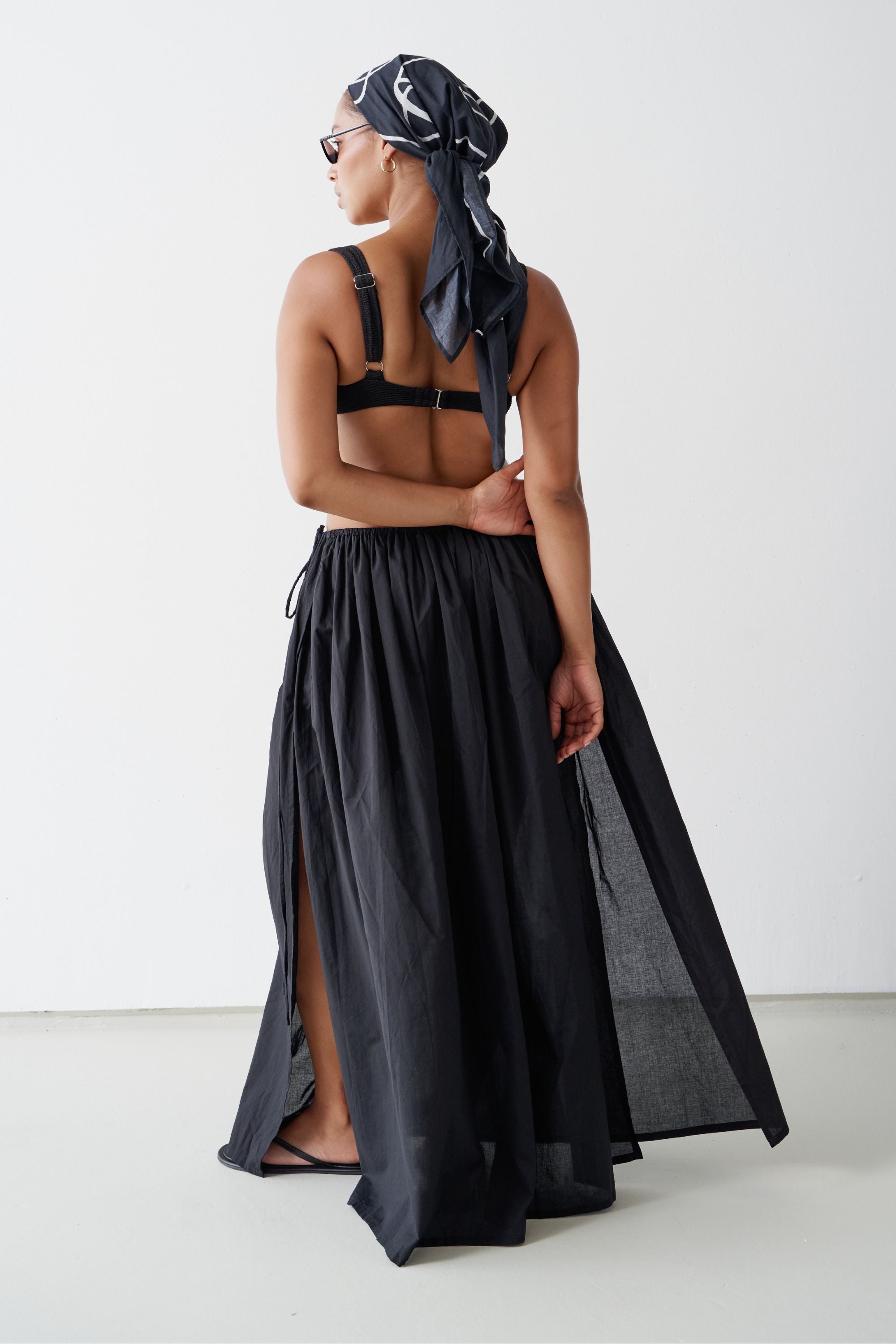 Maya Organic Cotton Maxi Skirt Black