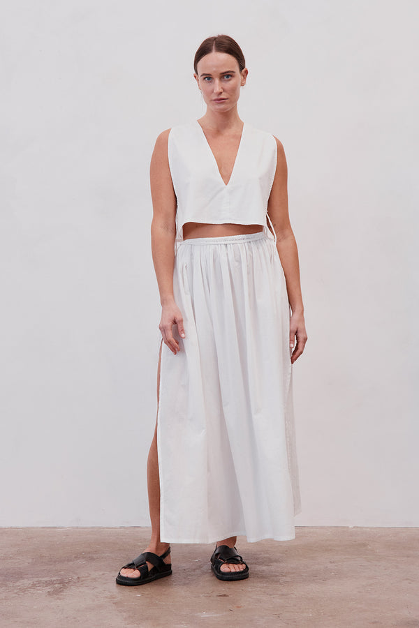 Maya Organic Cotton Maxi Skirt White