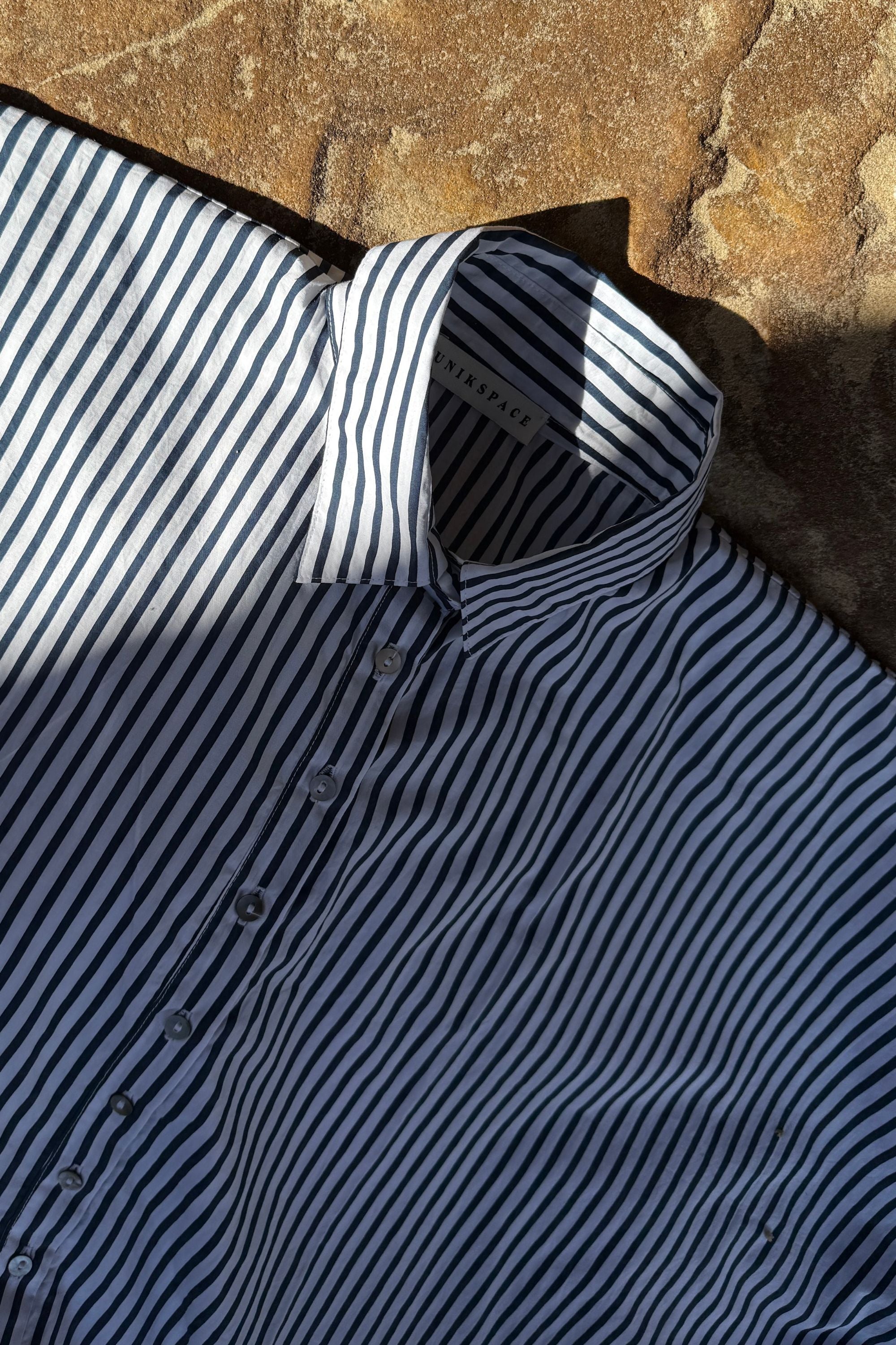 Oscar Oversized Cotton Poplin Shirt Midnight Stripe