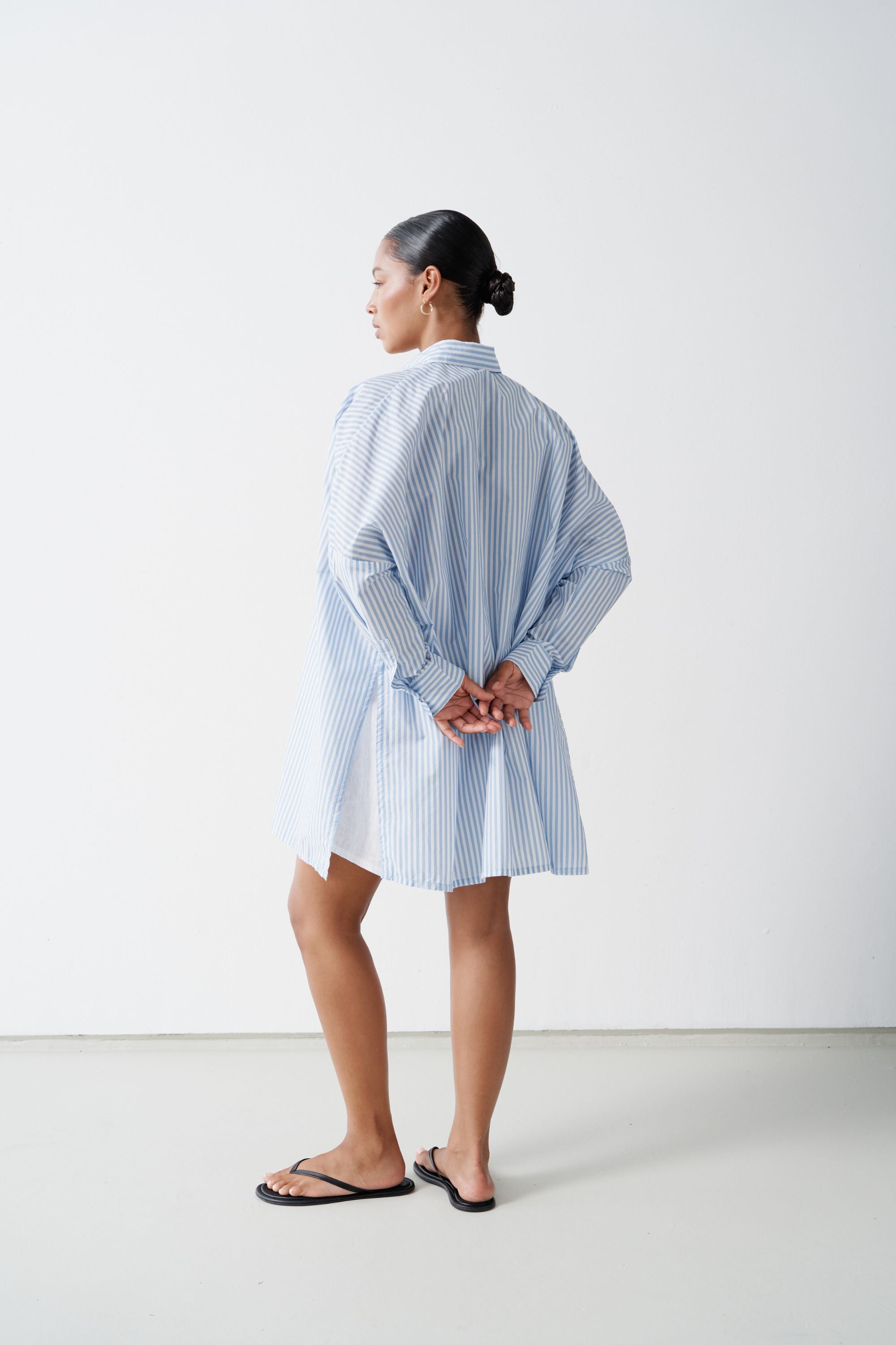 Oscar Oversized Cotton Poplin Shirt Sky Stripe