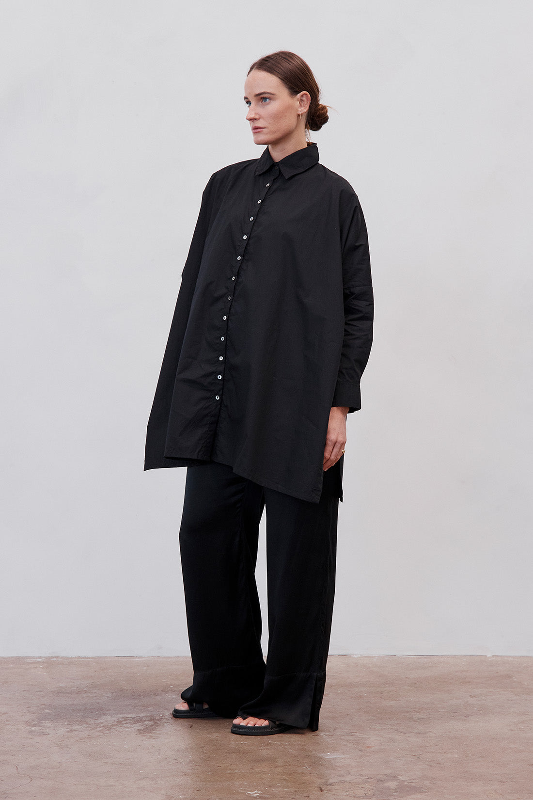 Oscar Oversized Cotton Poplin Shirt Black