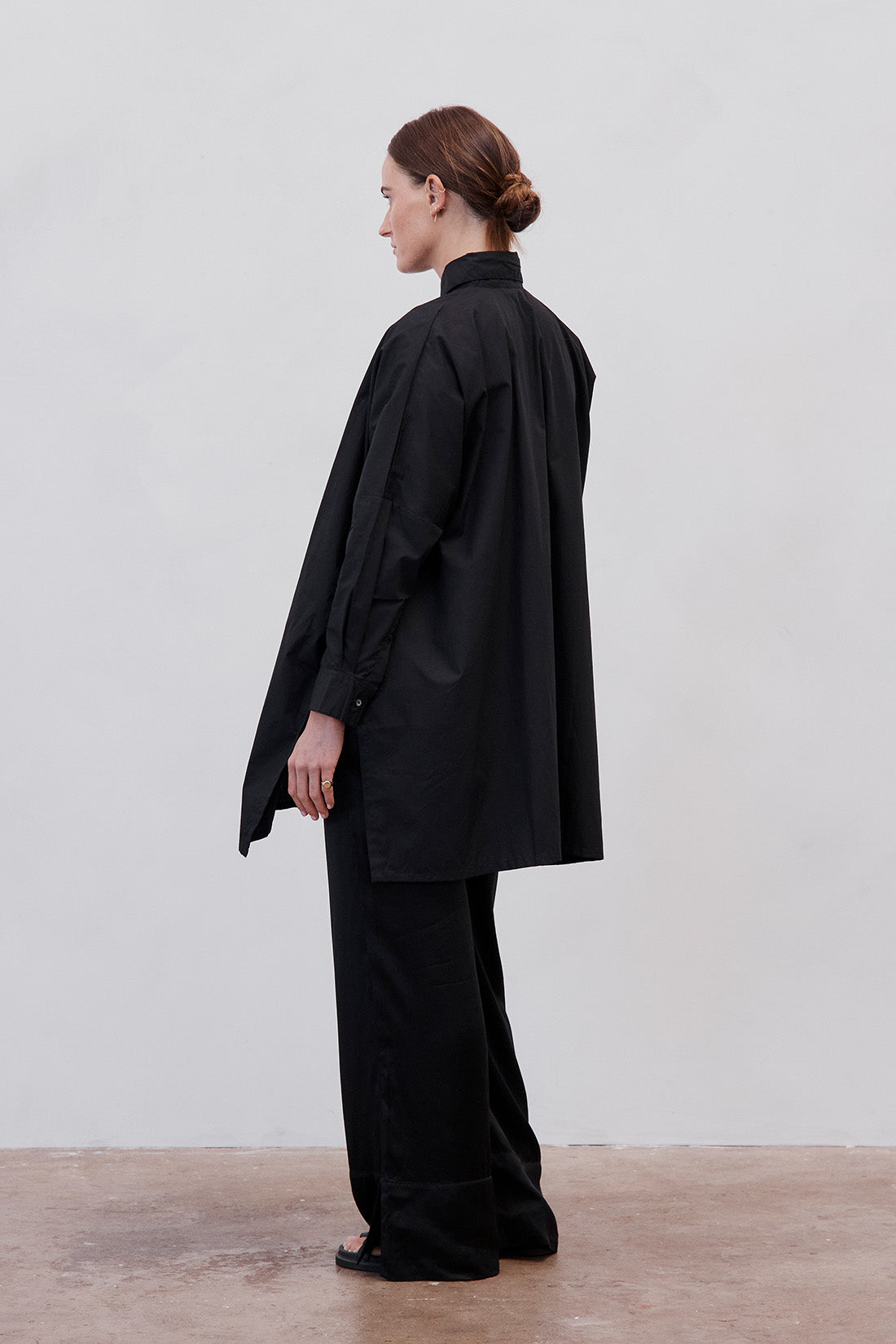 Oscar Oversized Cotton Poplin Shirt Black