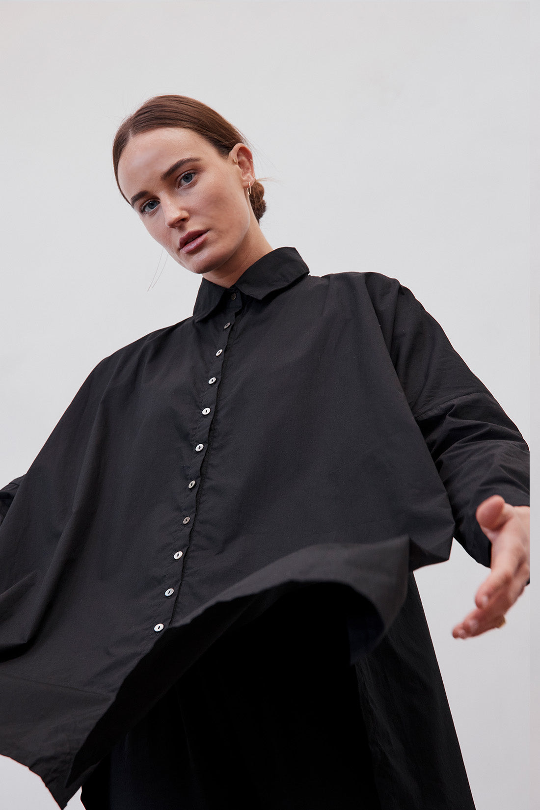 Oscar Oversized Cotton Poplin Shirt Black