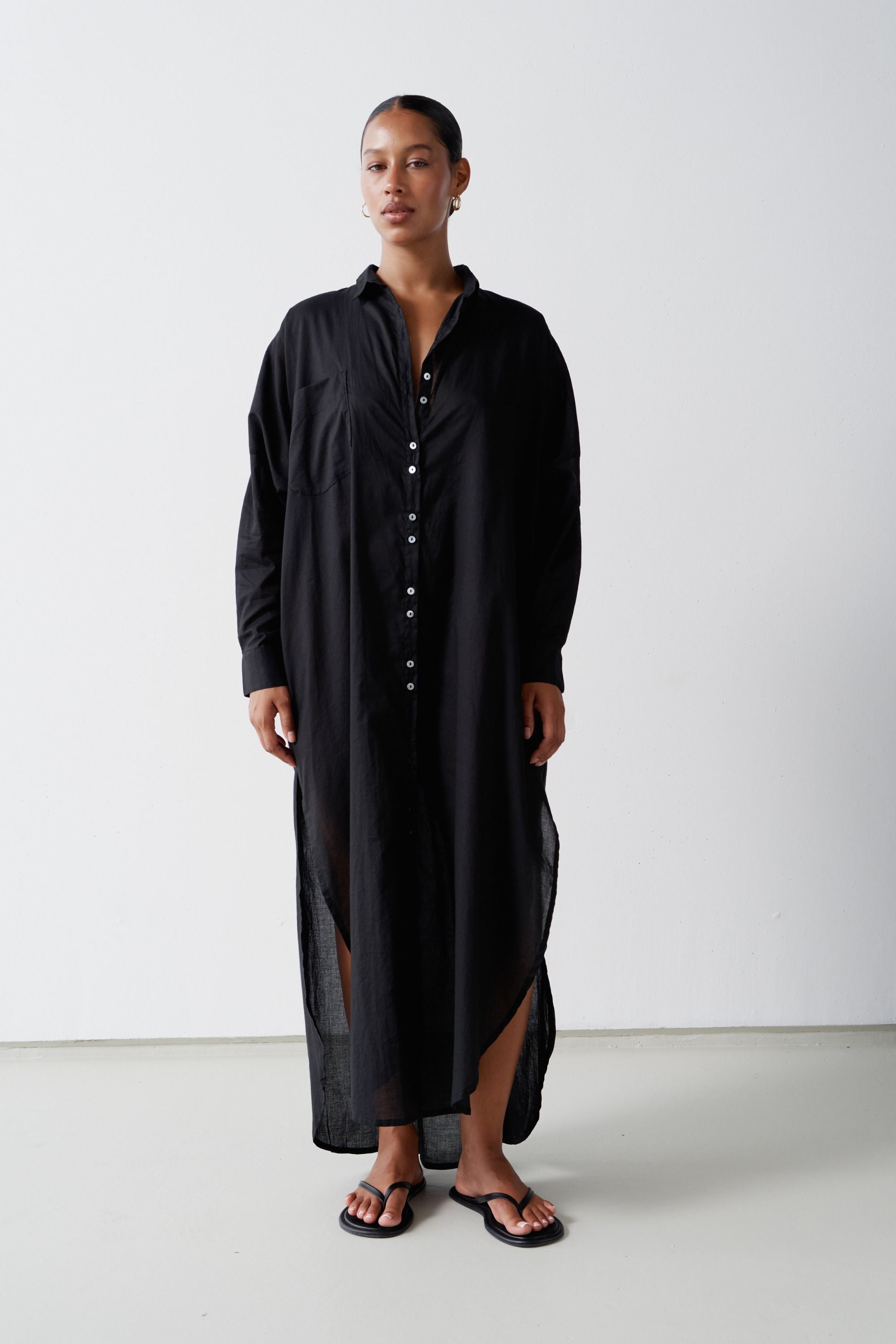 Santorini Shirt Dress Black