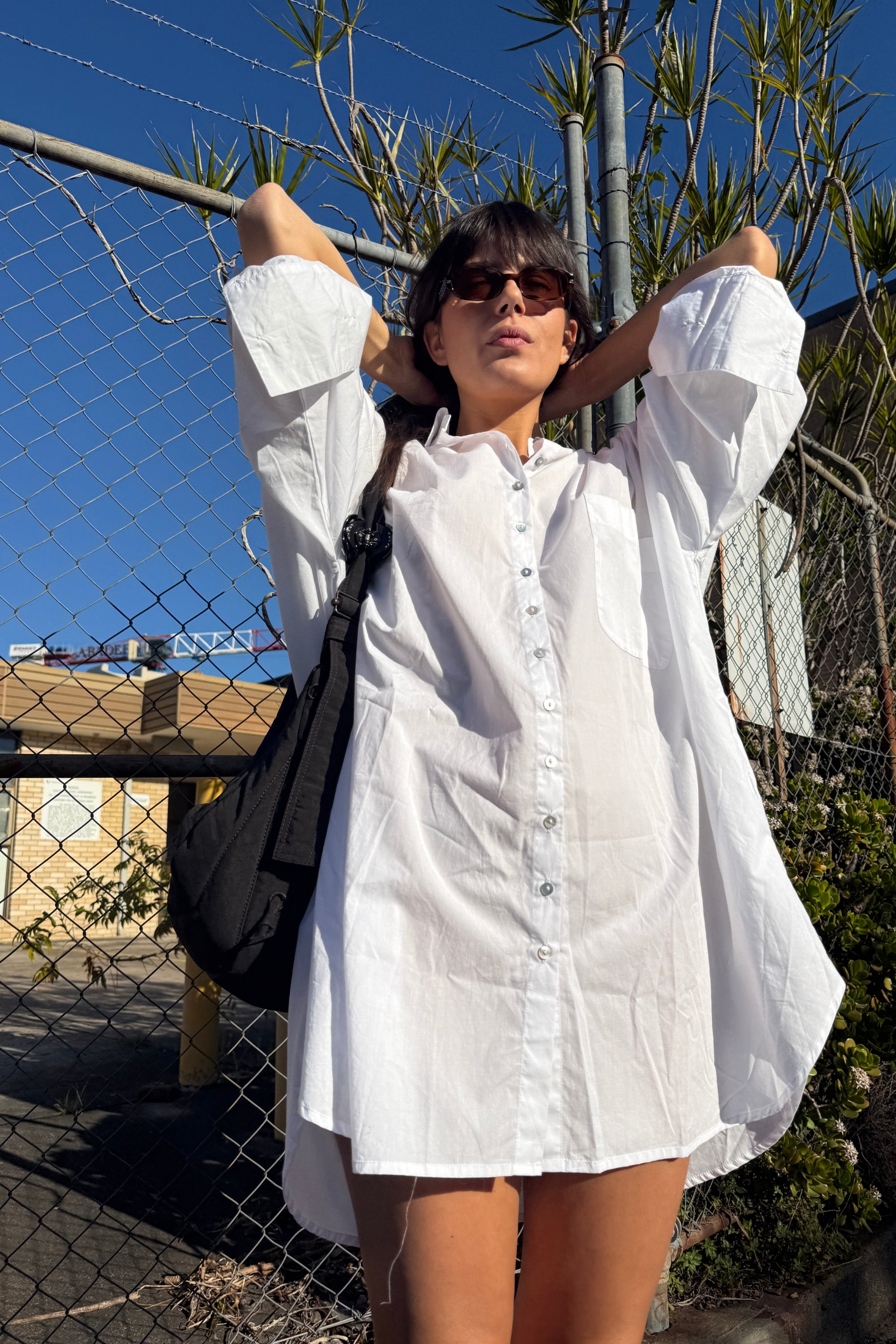 Stevie Oversized Poplin Shirt Dress White