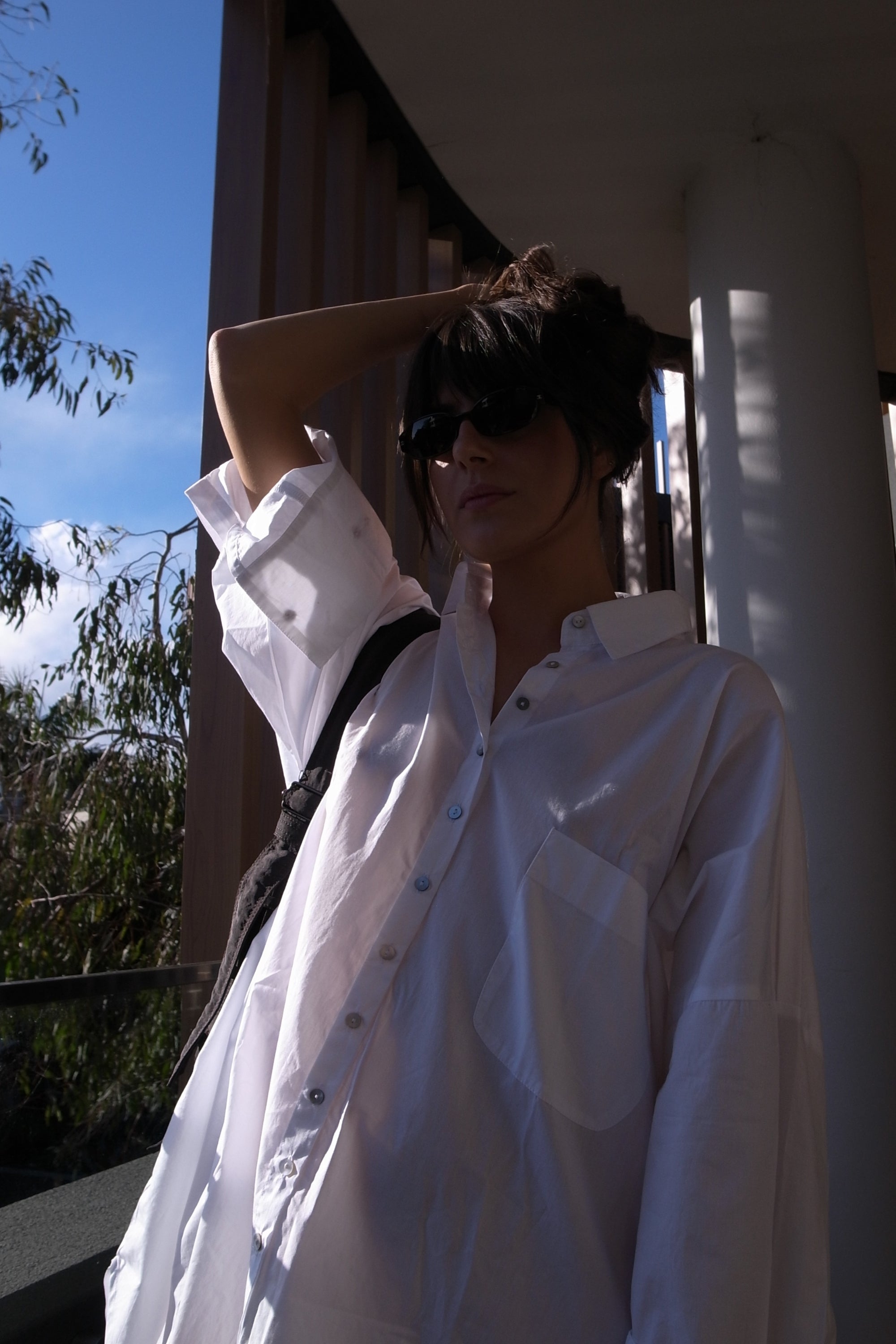 Stevie Oversized Poplin Shirt Dress White