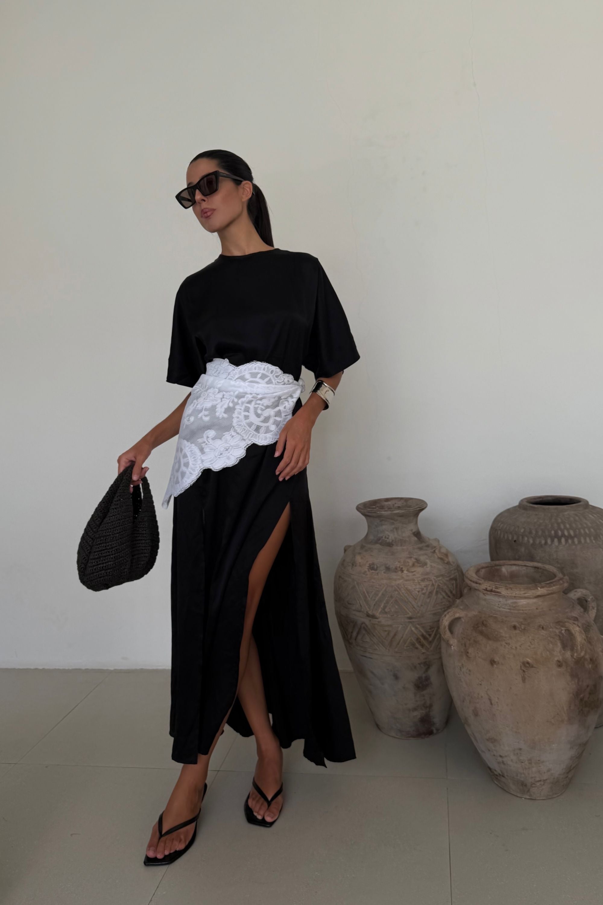 Tanika Silk Dress Black — UNIKSPACE