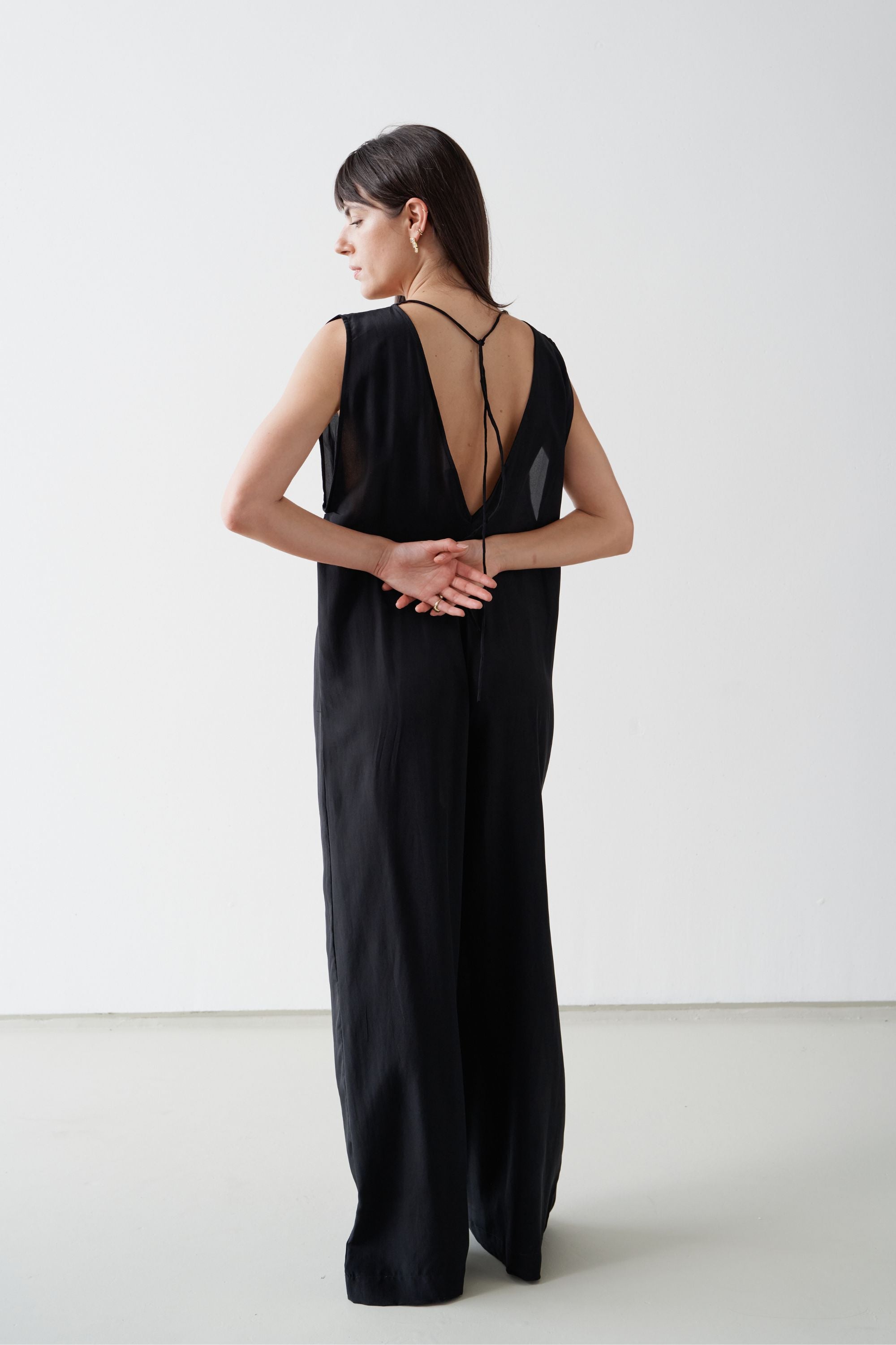 Valentina Silk Jumpsuit Black