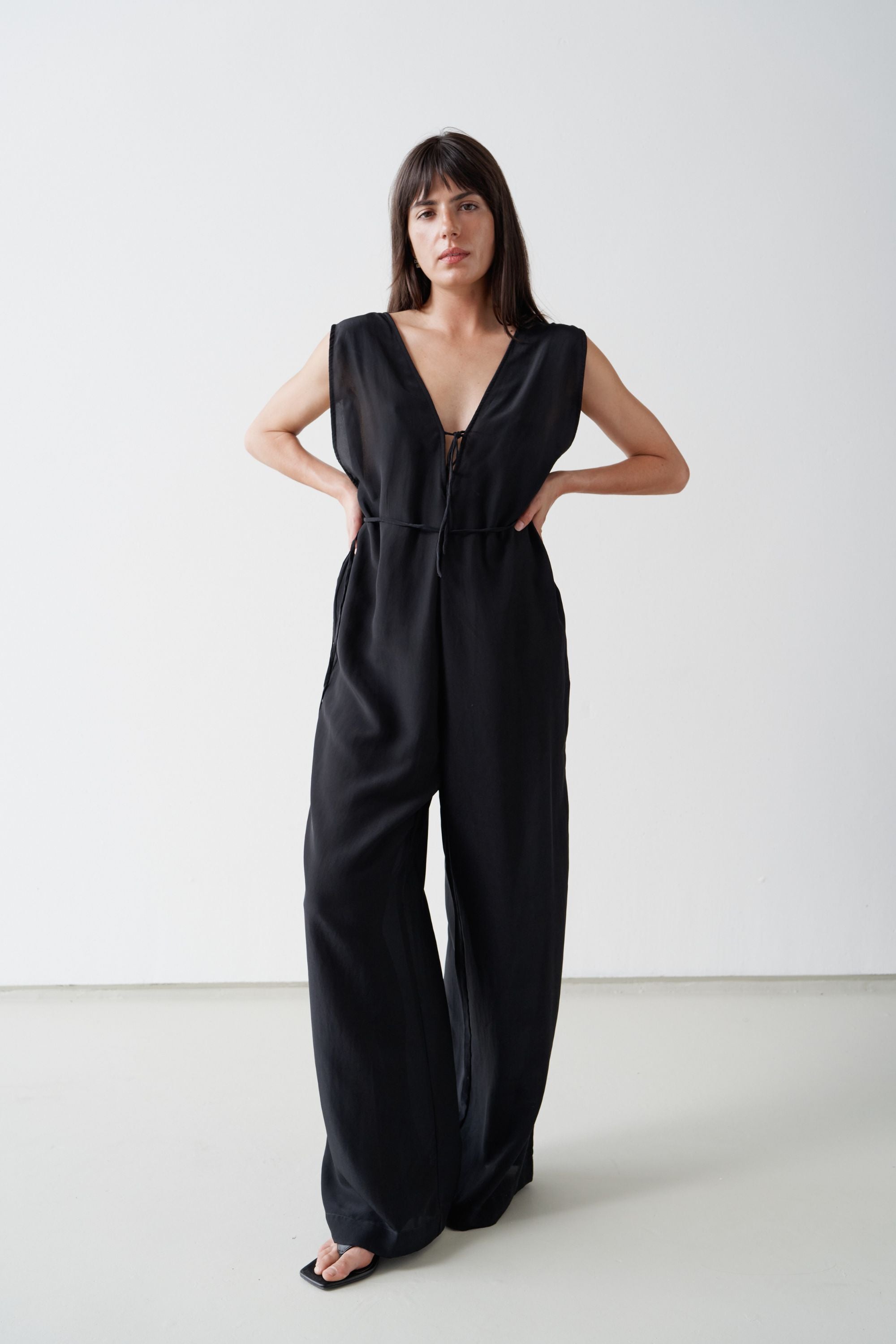 Valentina Silk Jumpsuit Black